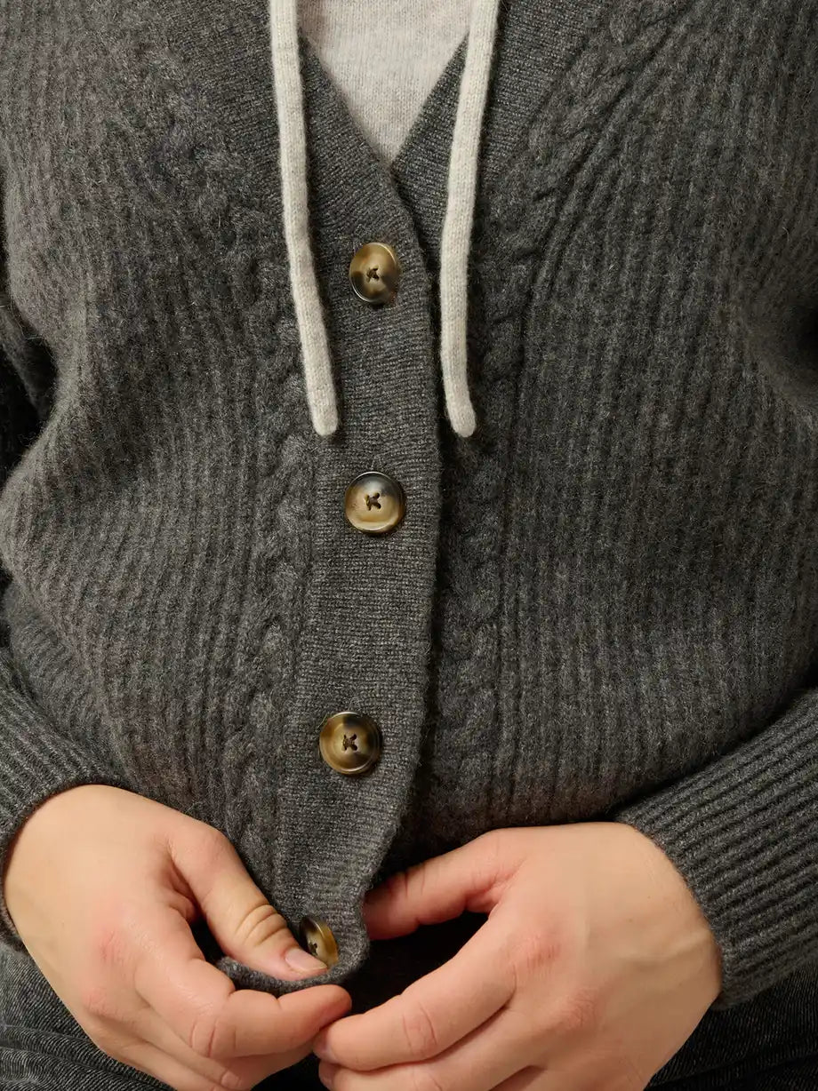 SELENA cardigan v-neck 4 ply heather charcoal