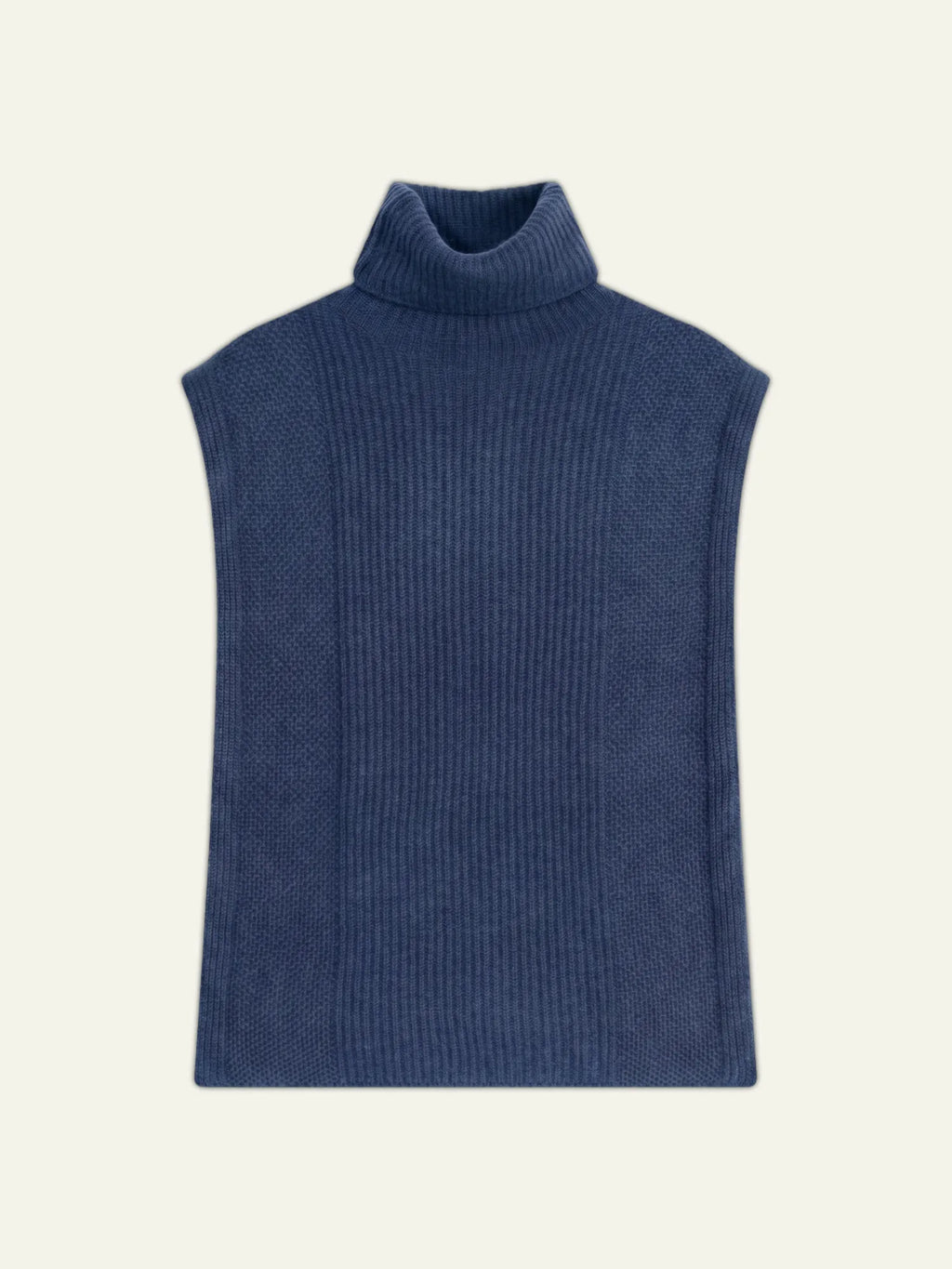 DEMI poncho open turtleneck 4 ply denim blue
