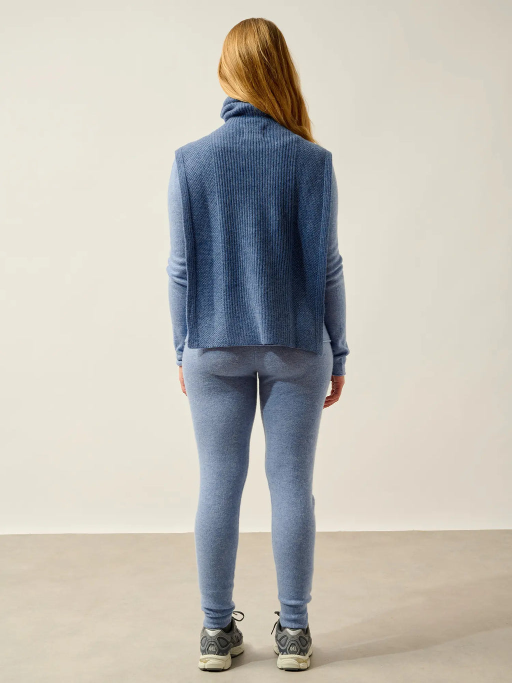 DEMI poncho open turtleneck 4 ply denim blue