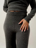 ANGUSTIA pantalon évasé anthracite chiné