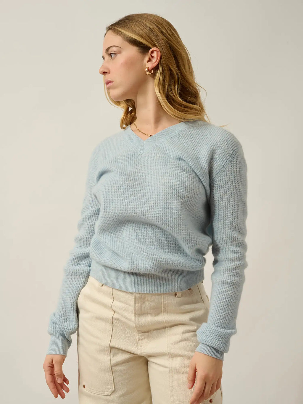 DAISY Pullover V-Ausschnitt Hellblau meliert