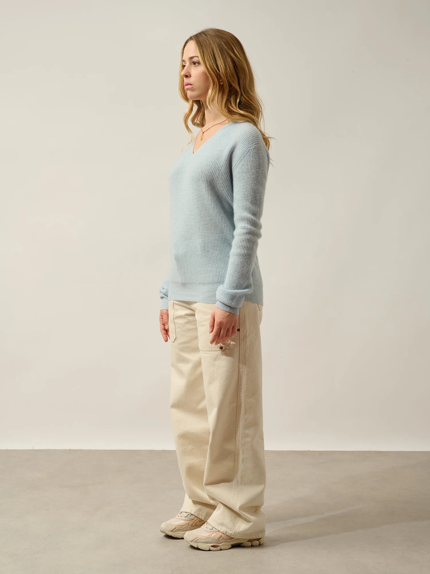 DAISY Pullover V-Ausschnitt Hellblau meliert