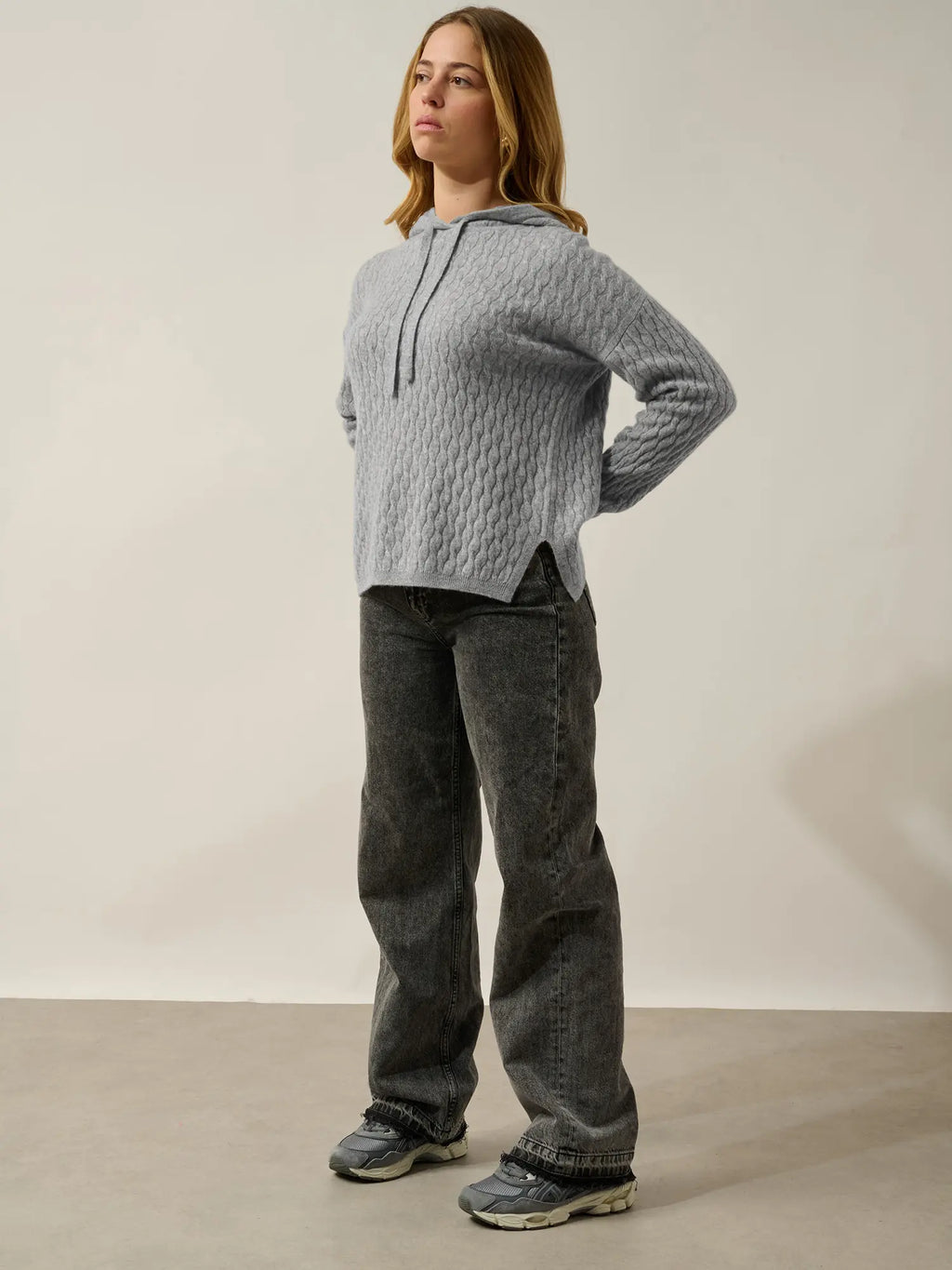 GINA Pullover mit Kapuze Wolkengrau meliert