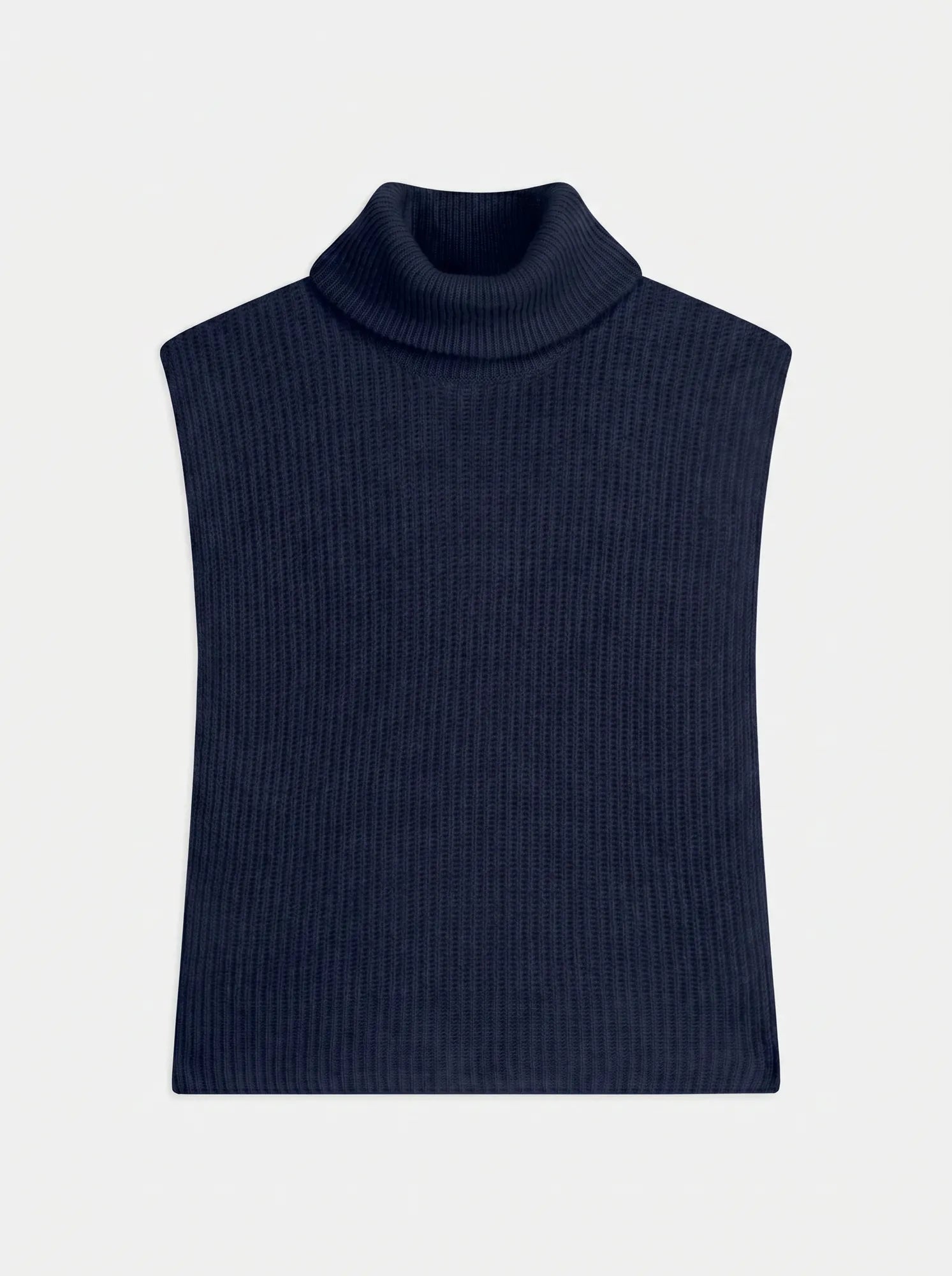 SIV Poncho Ouvert Col Roulé 4 Fils Bleu Marine