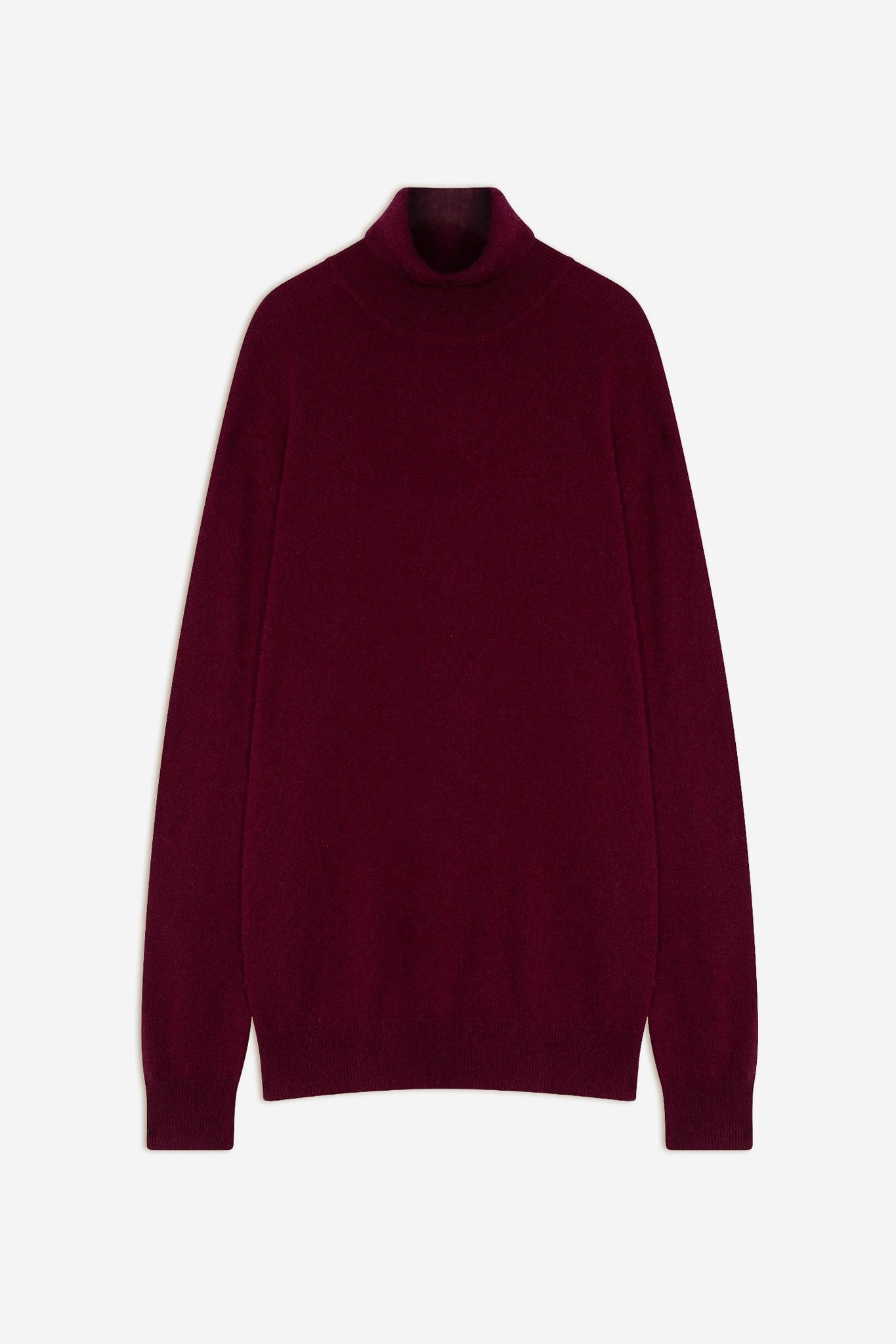 bange pull col roulé bordeaux 100% cachemire