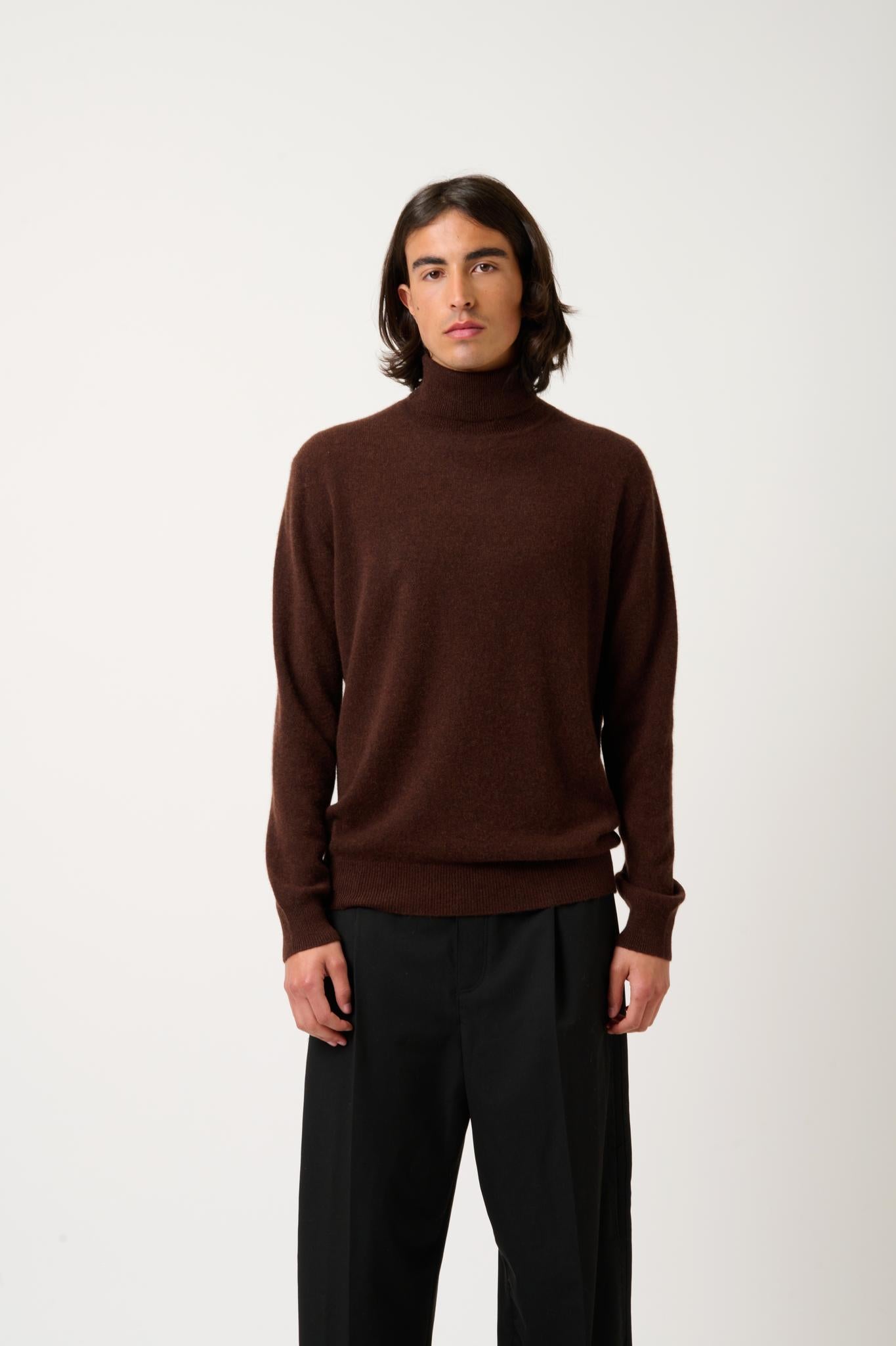 BANGE coffee turtleneck sweater 100% cashmere