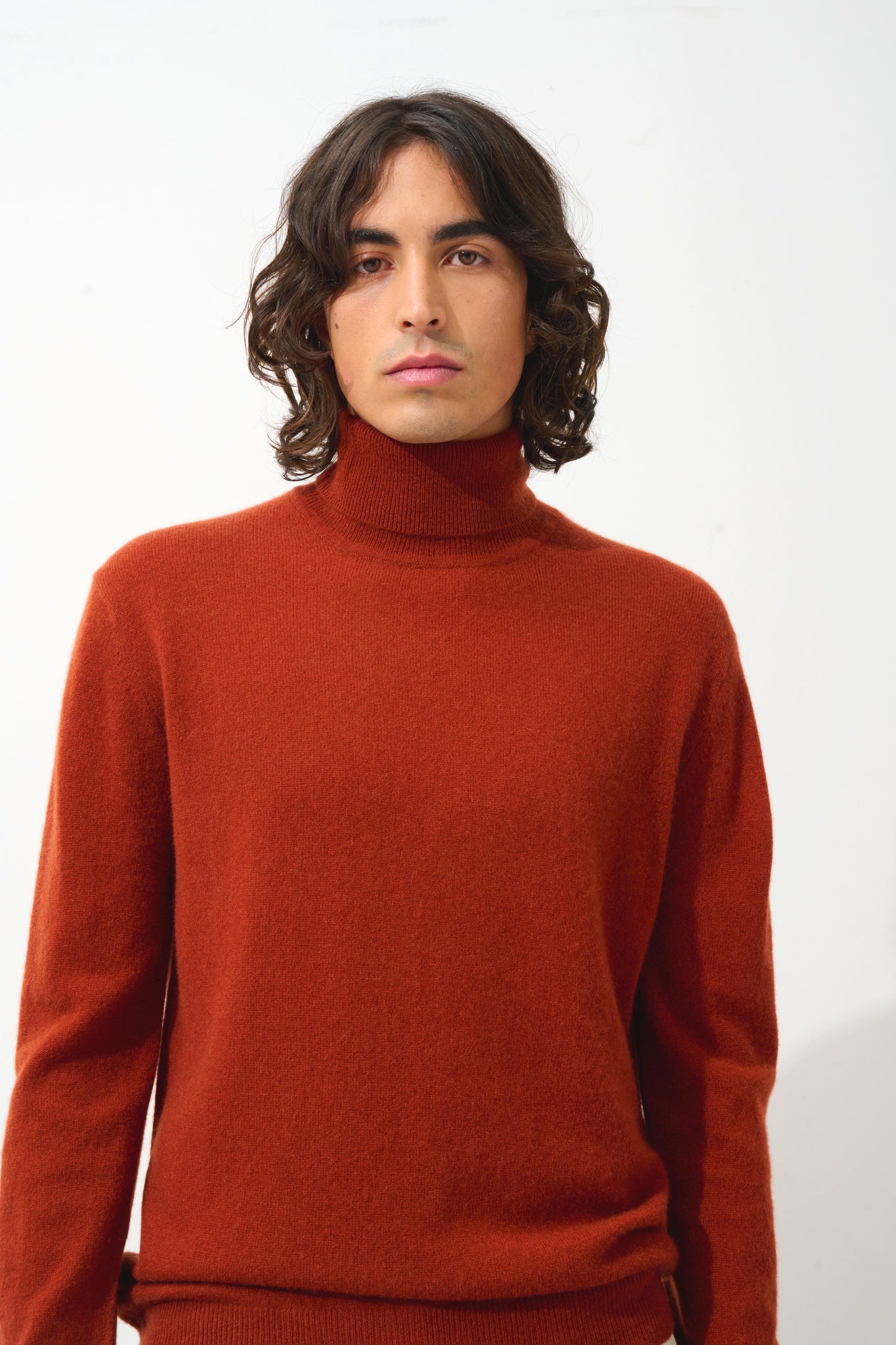 BANGE pull col roulé écureuil 100% cachemire