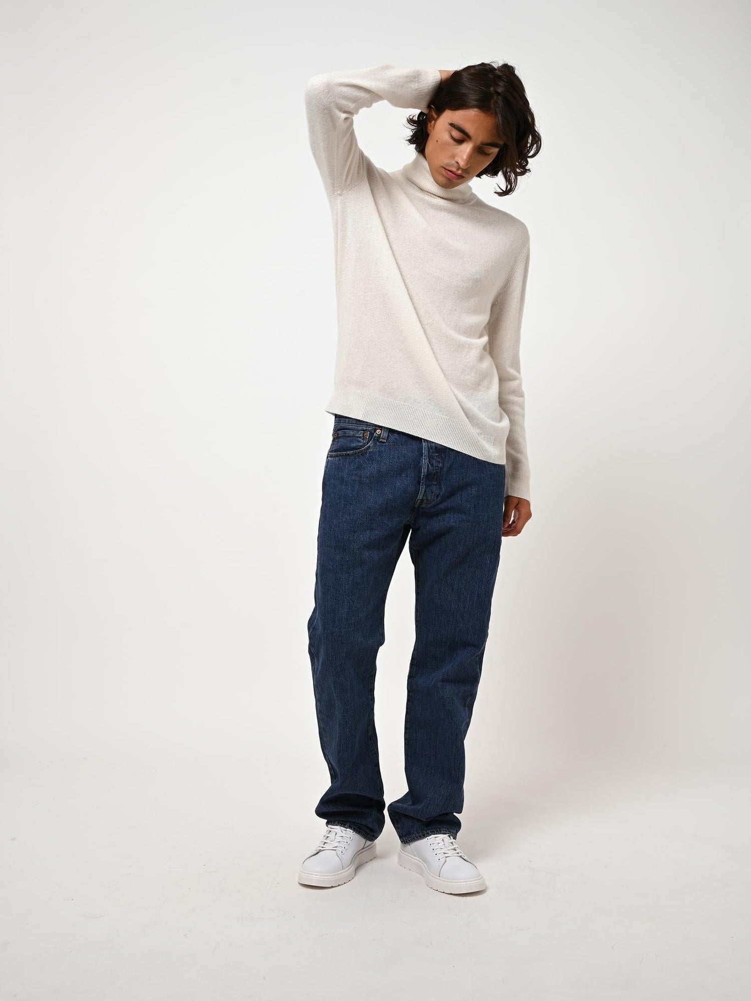 BANGE ivory turtleneck sweater 100% cashmere