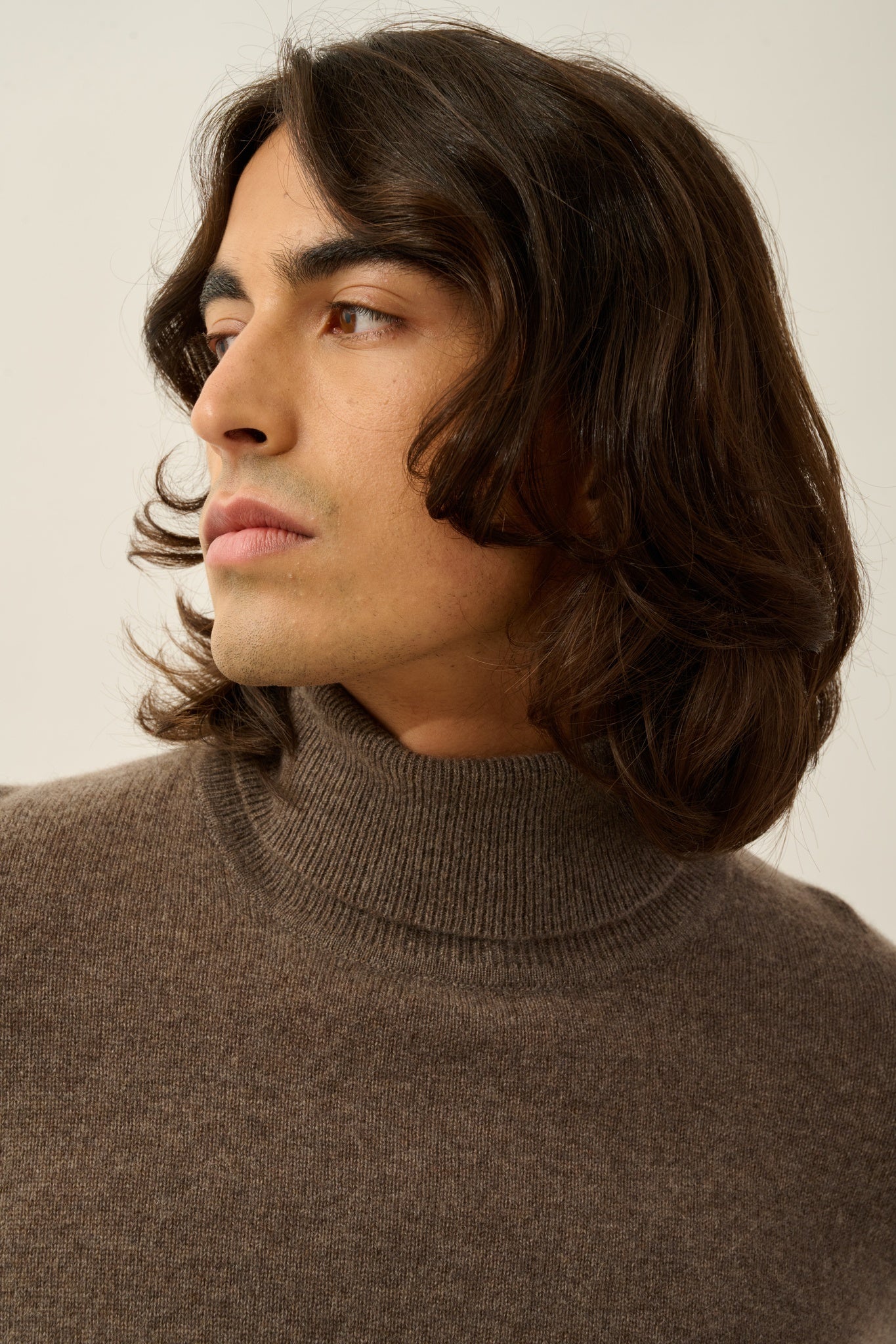 BANGE taupe turtleneck sweater 100% cashmere