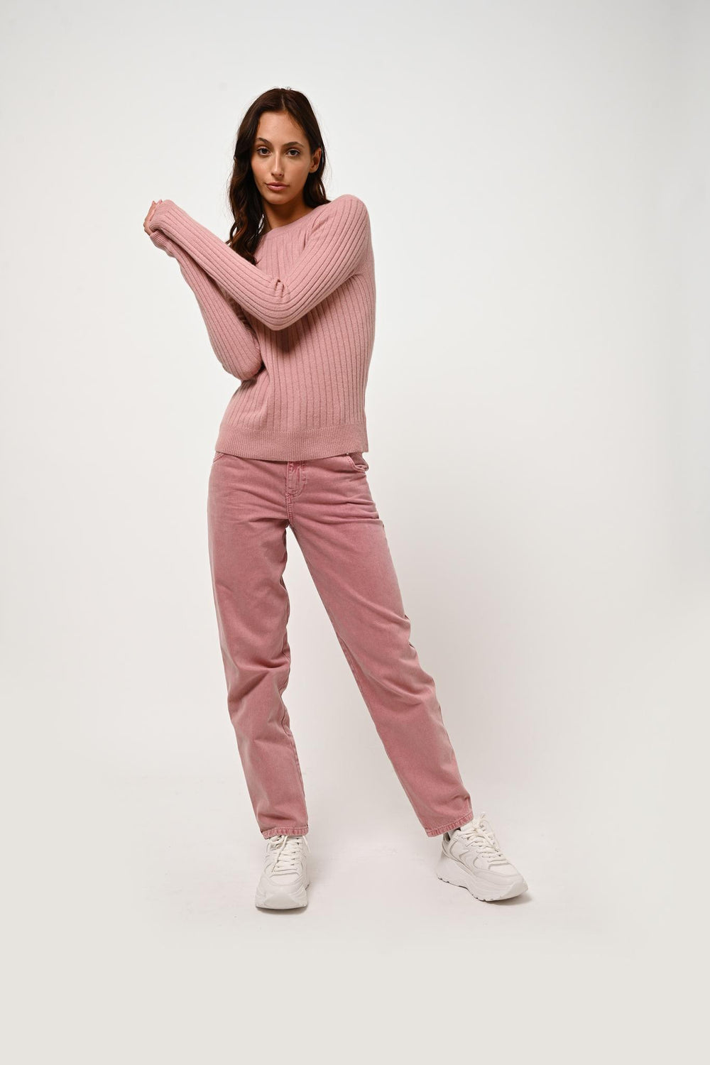 BELLA pull col rond bois de rose 100% cachemire