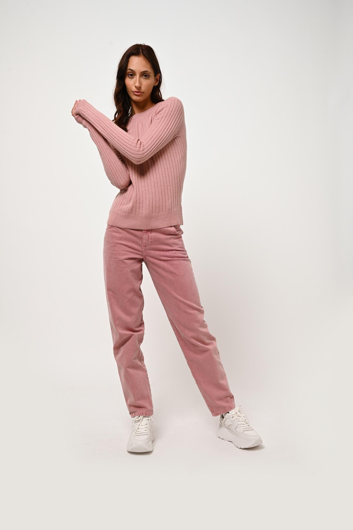 BELLA rosewood round-neck sweater 100% cashmere