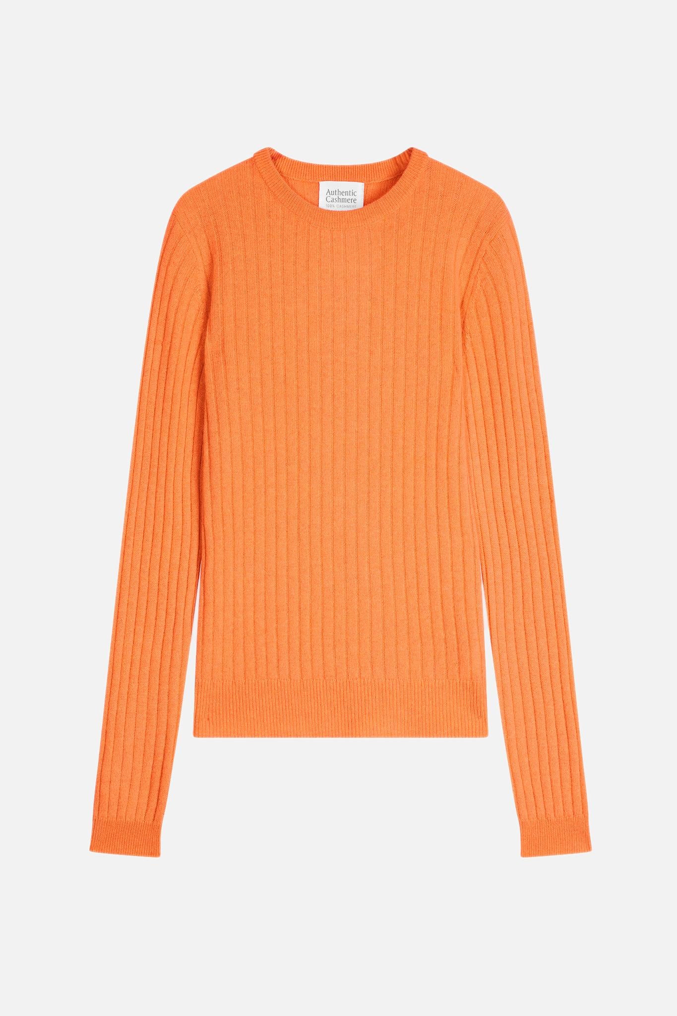 BELLA tangerine round-neck sweater 100% cashmere