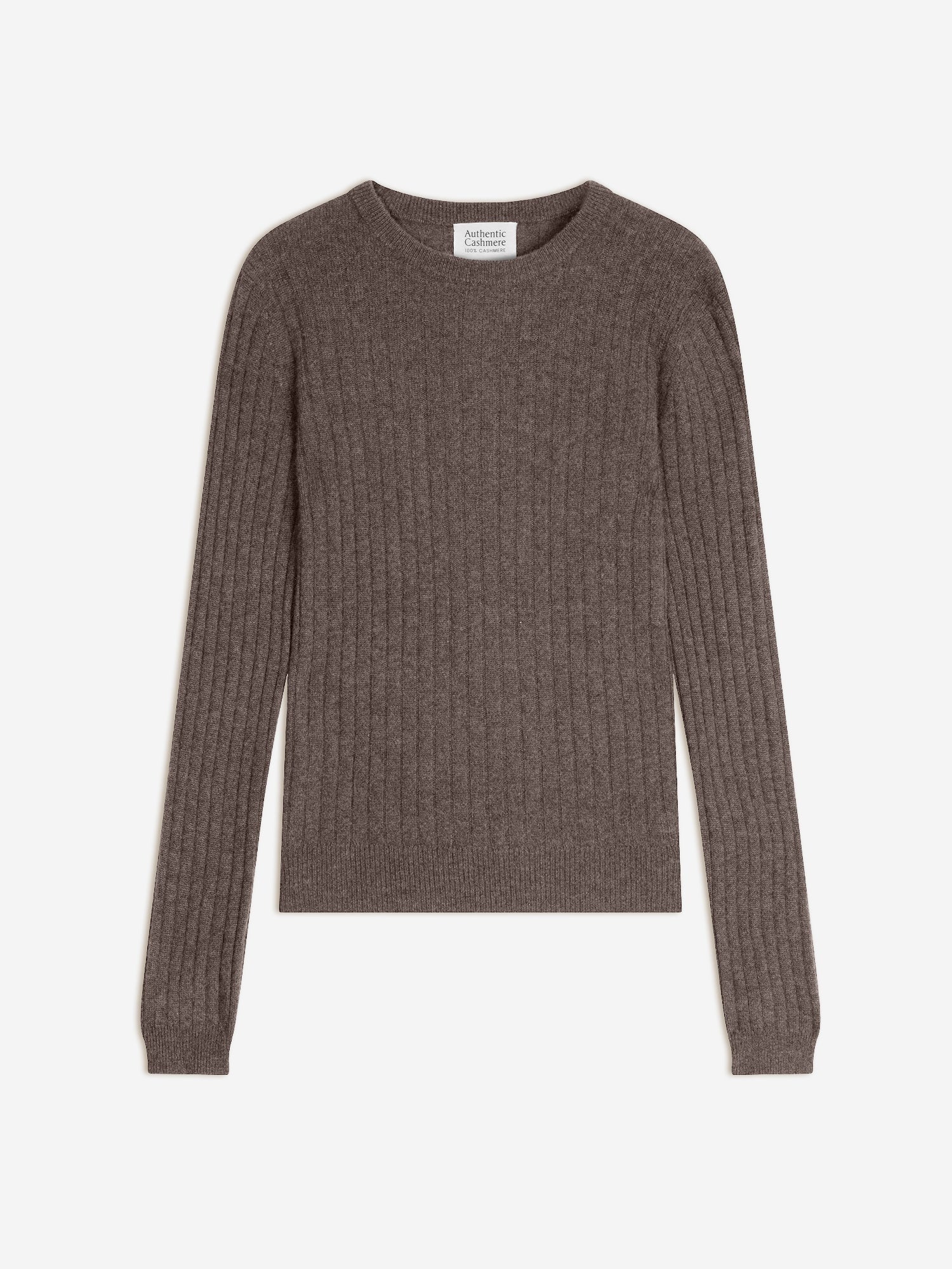 BELLA pull col rond taupe chiné 100% cachemire