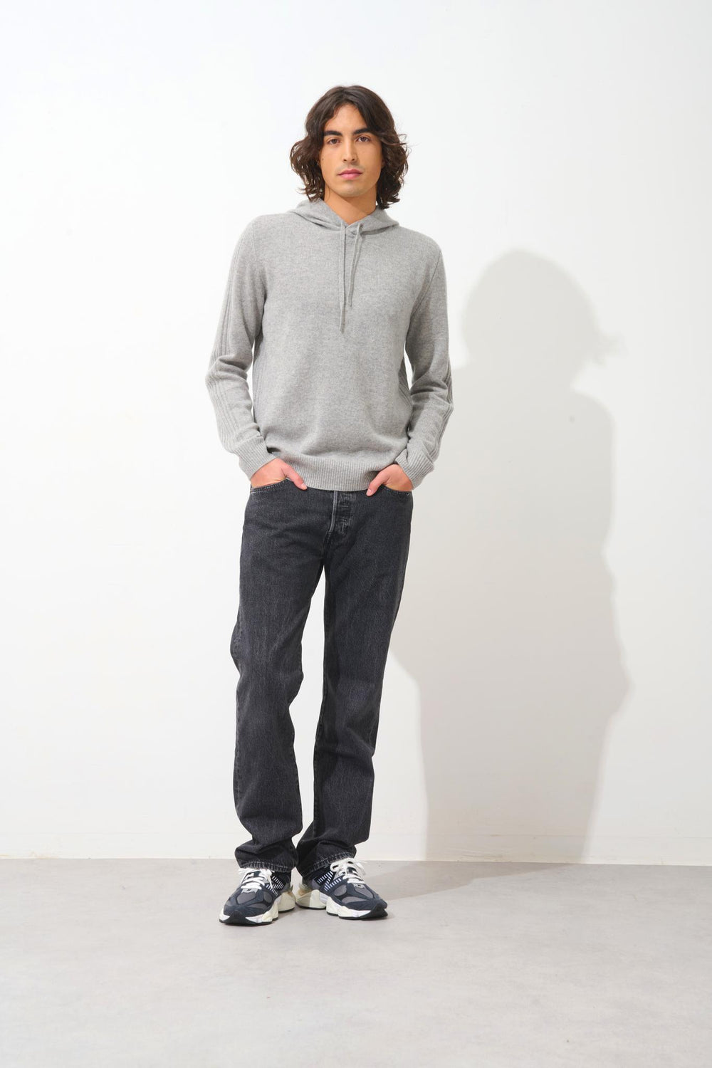 BENDT 4-thread cloud mottled hooded sweater 100% cashmere