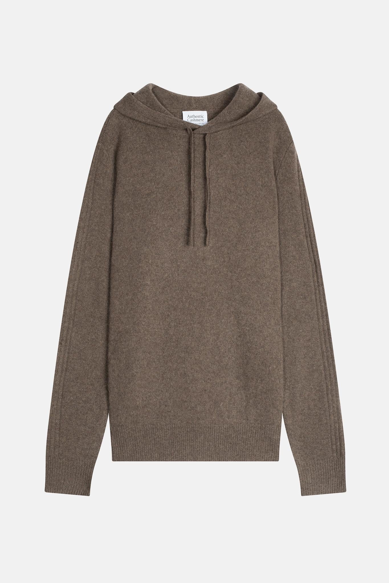 BENDT 4-thread taupe mottled hoodie 100% cashmere