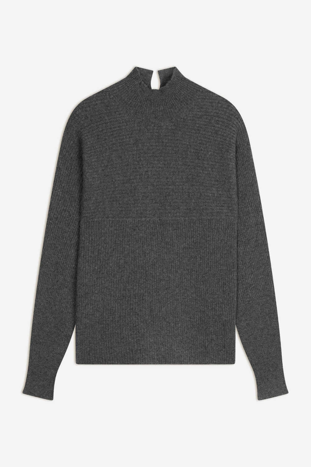 benedicte pull col montant anthracite chiné 100% cachemire