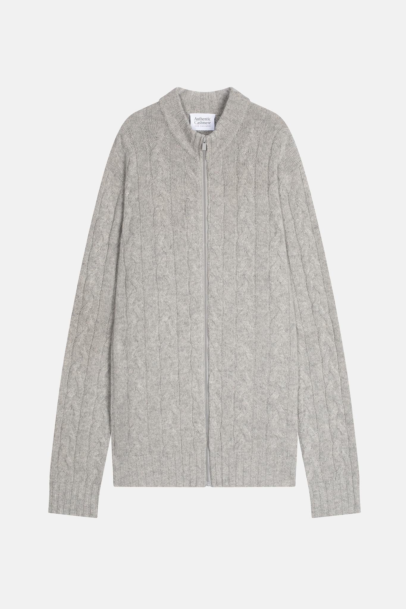 BERTIL zipped cardigan with trucker collar 6 threads nuage chiné 100% cashmere