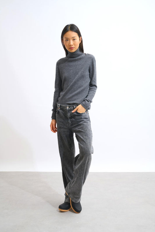 BISE anthracite mottled turtleneck sweater 100% cashmere