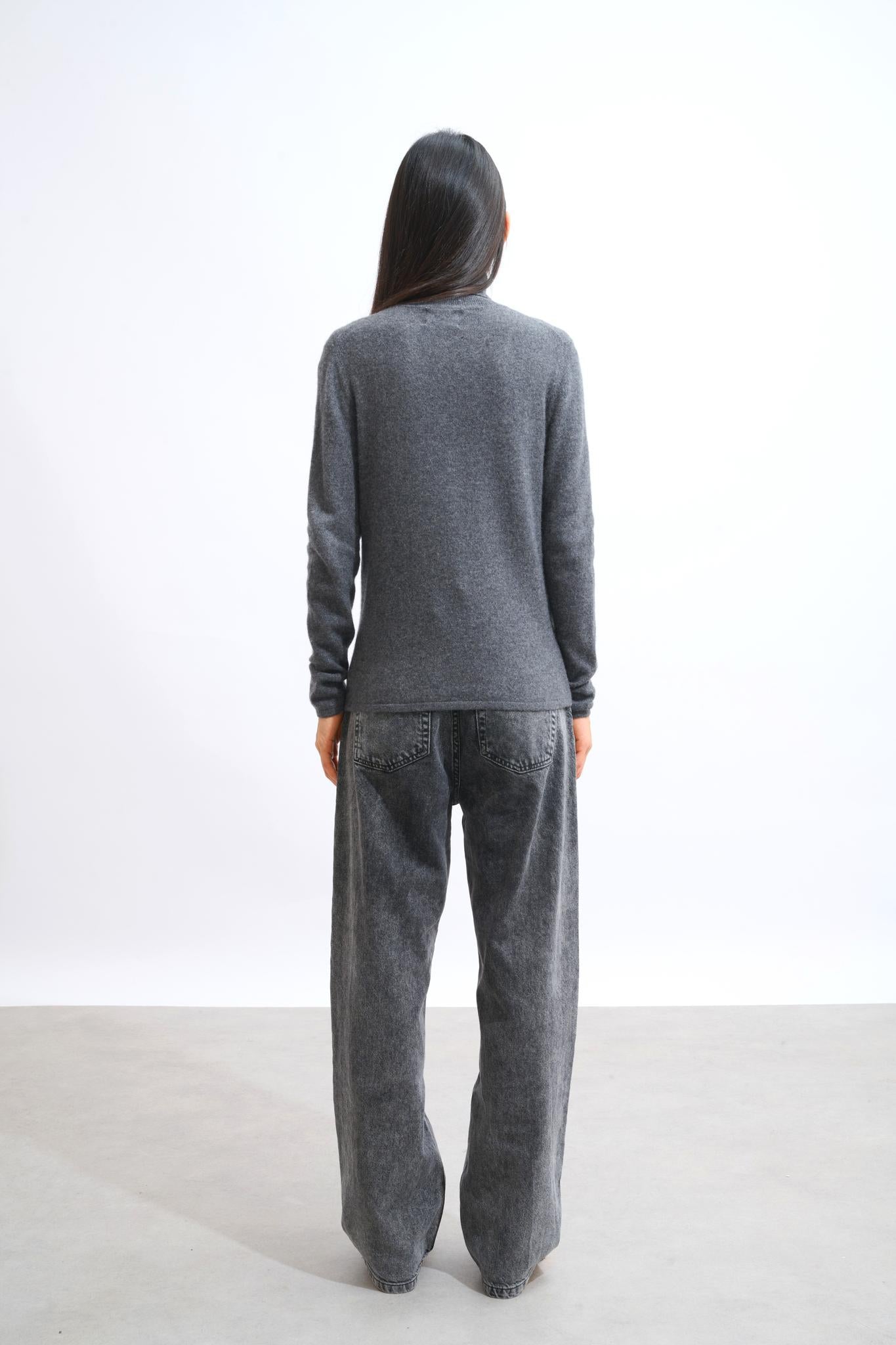 BISE pull col roulé anthracite chiné 100% cachemire