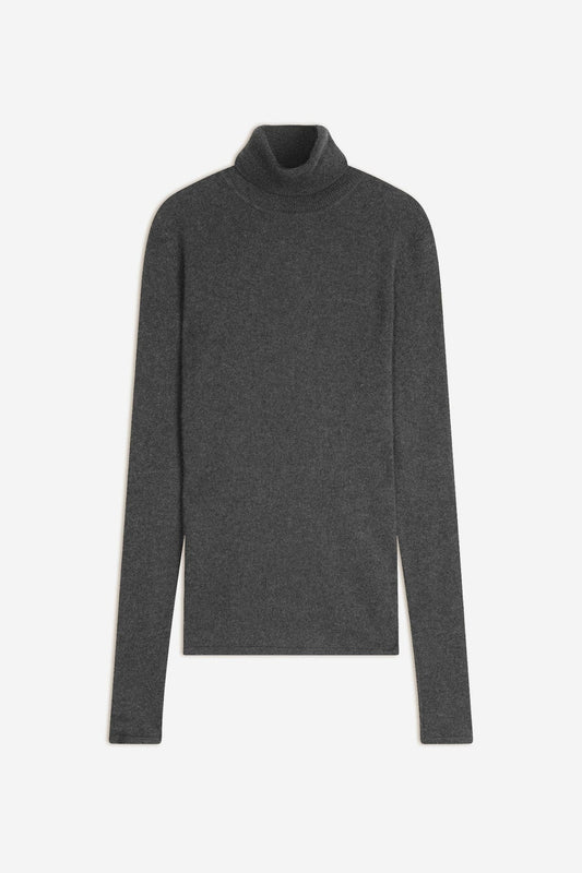 bise pull col roulé anthracite chiné 100% cachemire