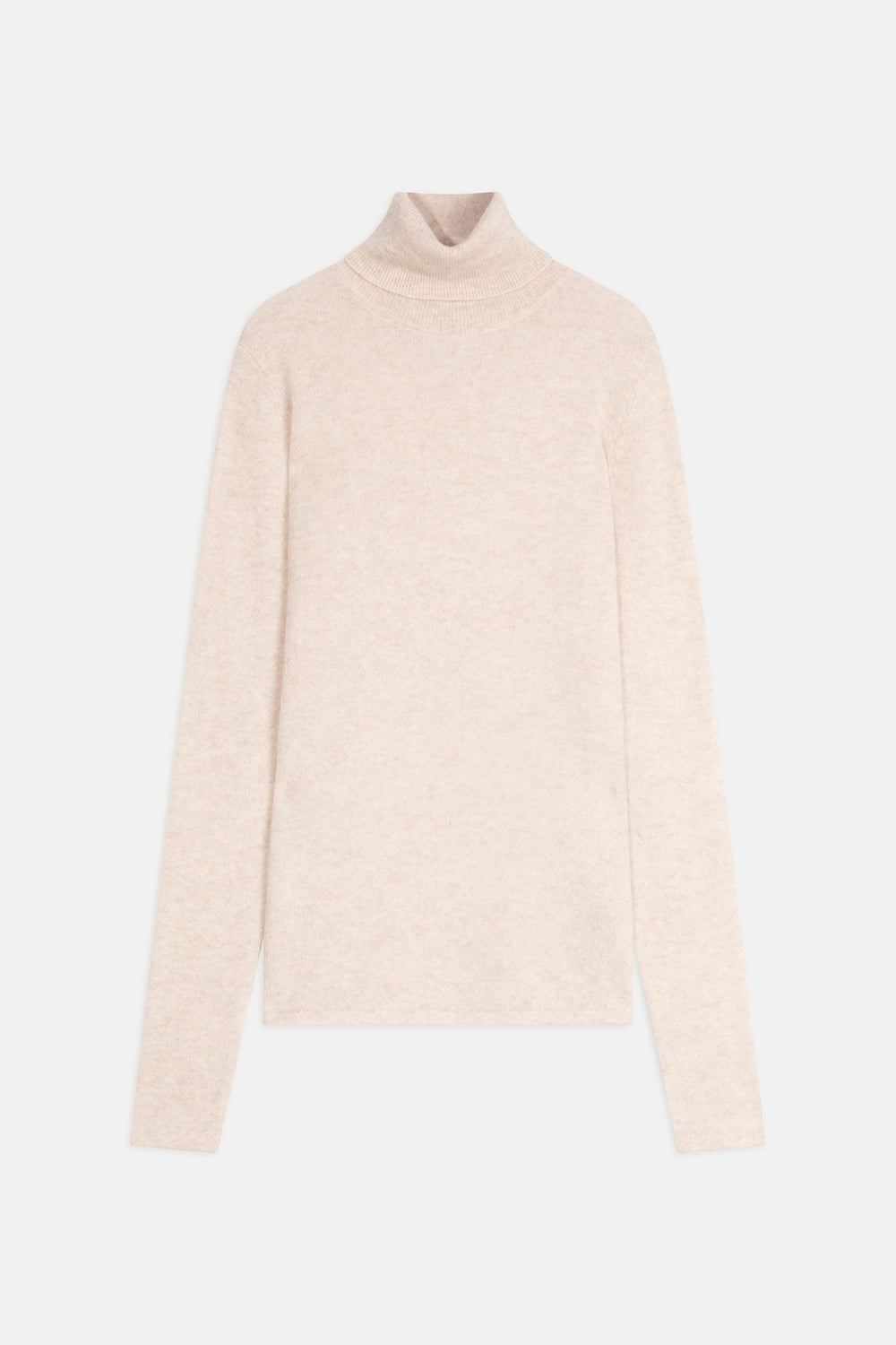 bise pull col roulé beige chiné 100% cachemire