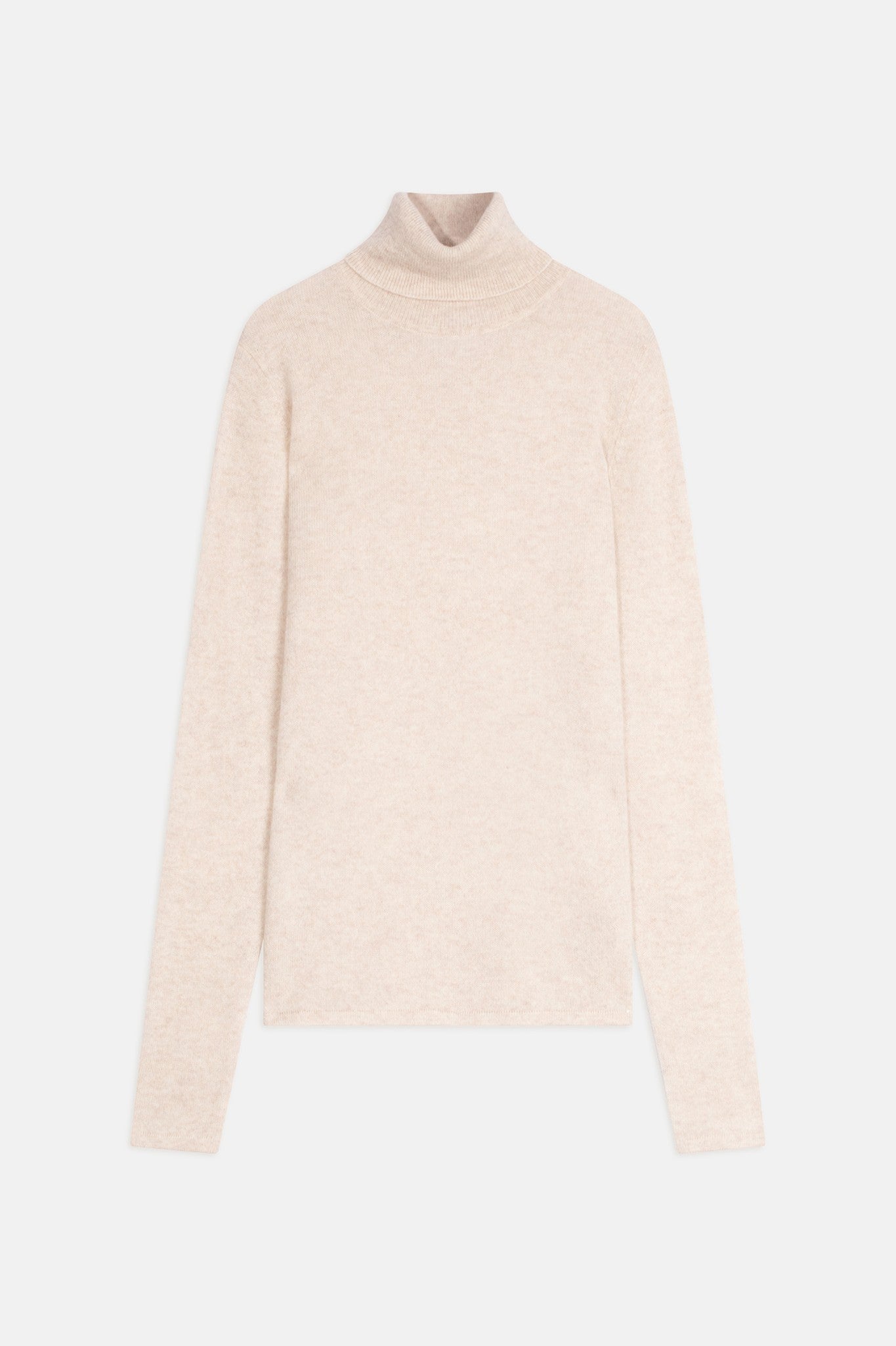 bise pull col roulé beige chiné 100% cachemire