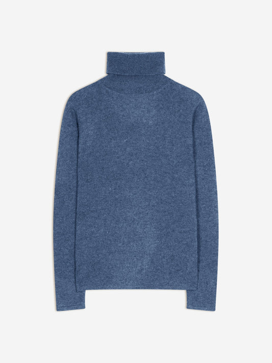 BISE Rollkragenpullover in Denimblau aus 100% Kaschmir