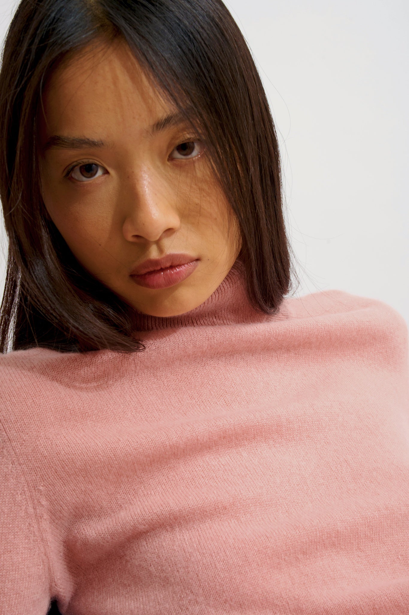 BISE pull col roulé bois de rose 100% cachemire