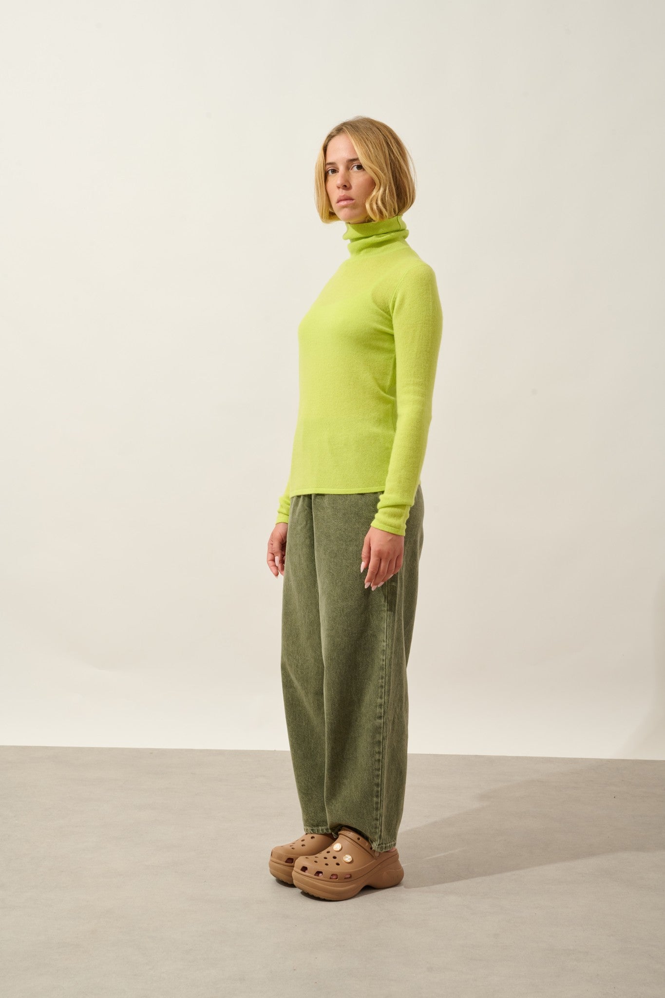 bise pull col roulé citrus 100% cachemire