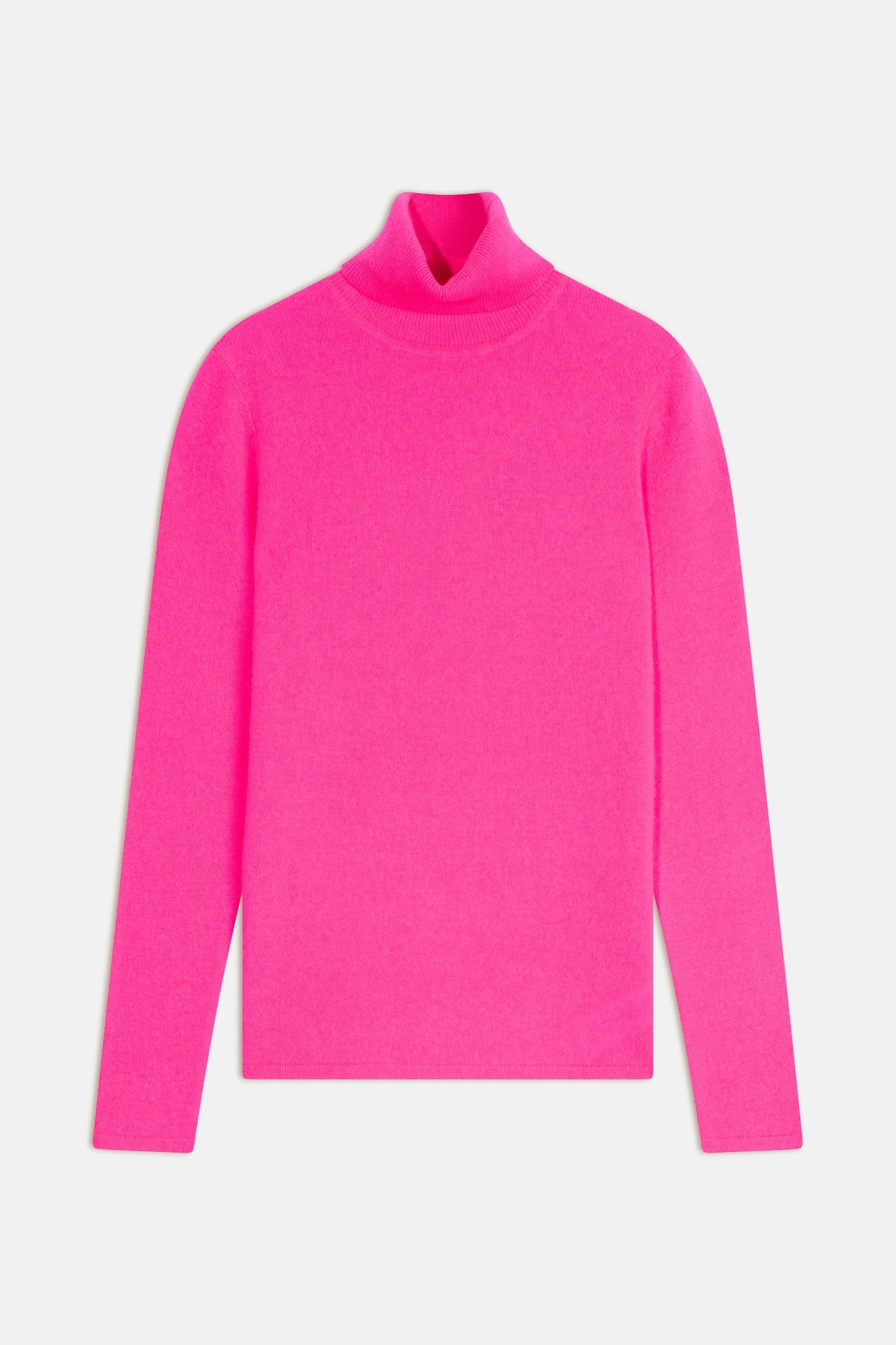 bise pull col roulé flamand rose fluo 100% cachemire