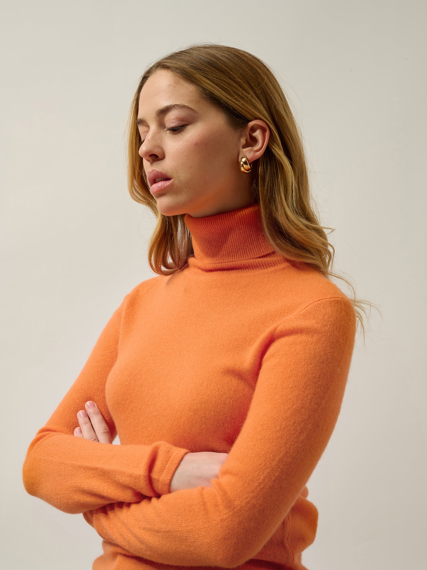 BISE Rollkragenpullover Mandarine 100% Kaschmir
