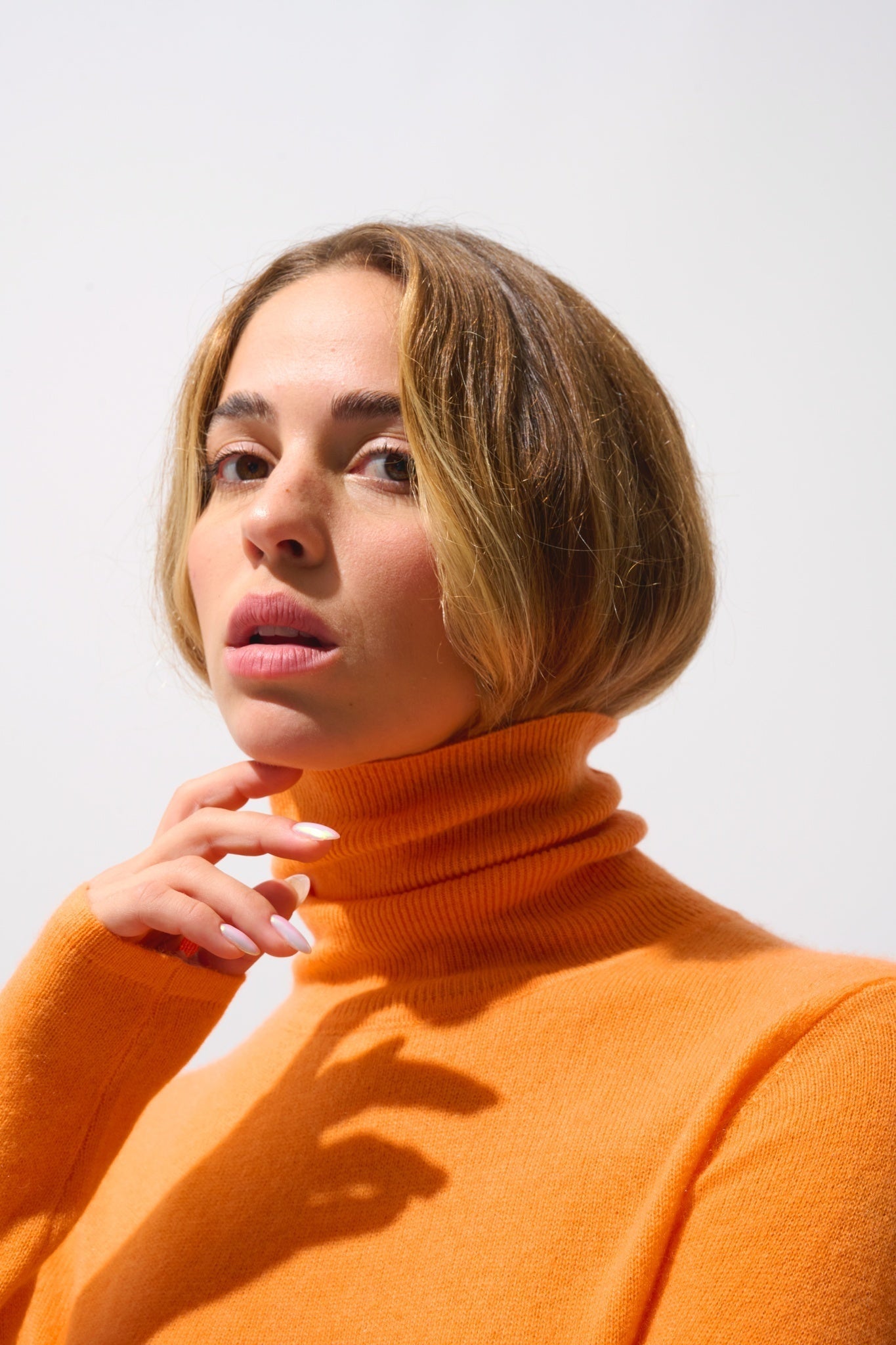 BISE melon turtleneck sweater 100% cashmere