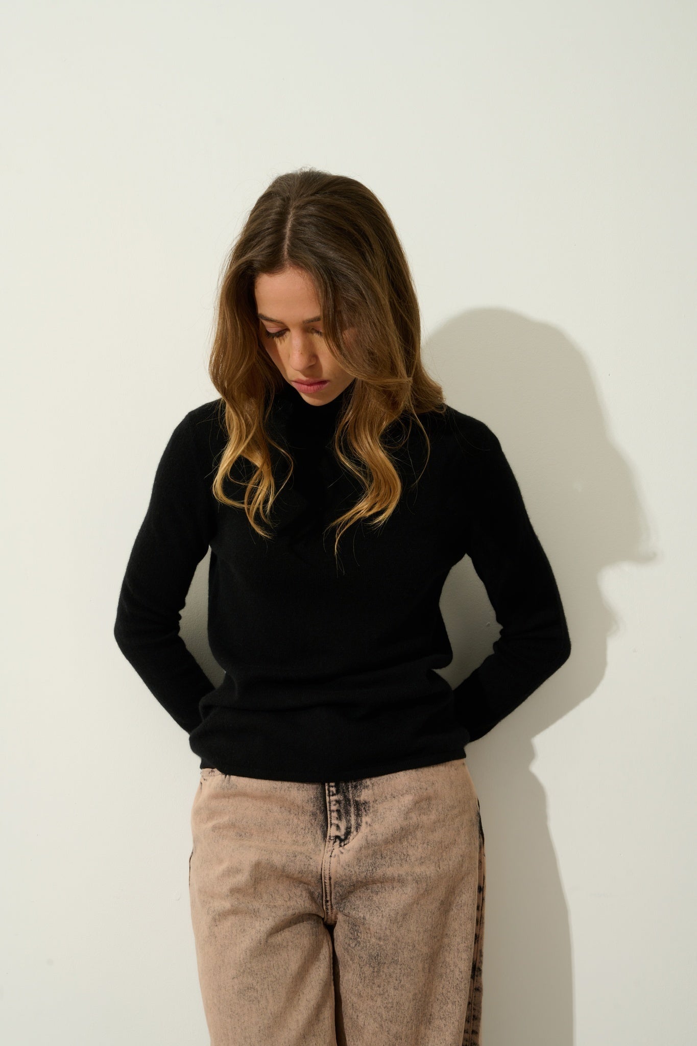 BISE Rollkragenpullover schwarz 100% Kaschmir