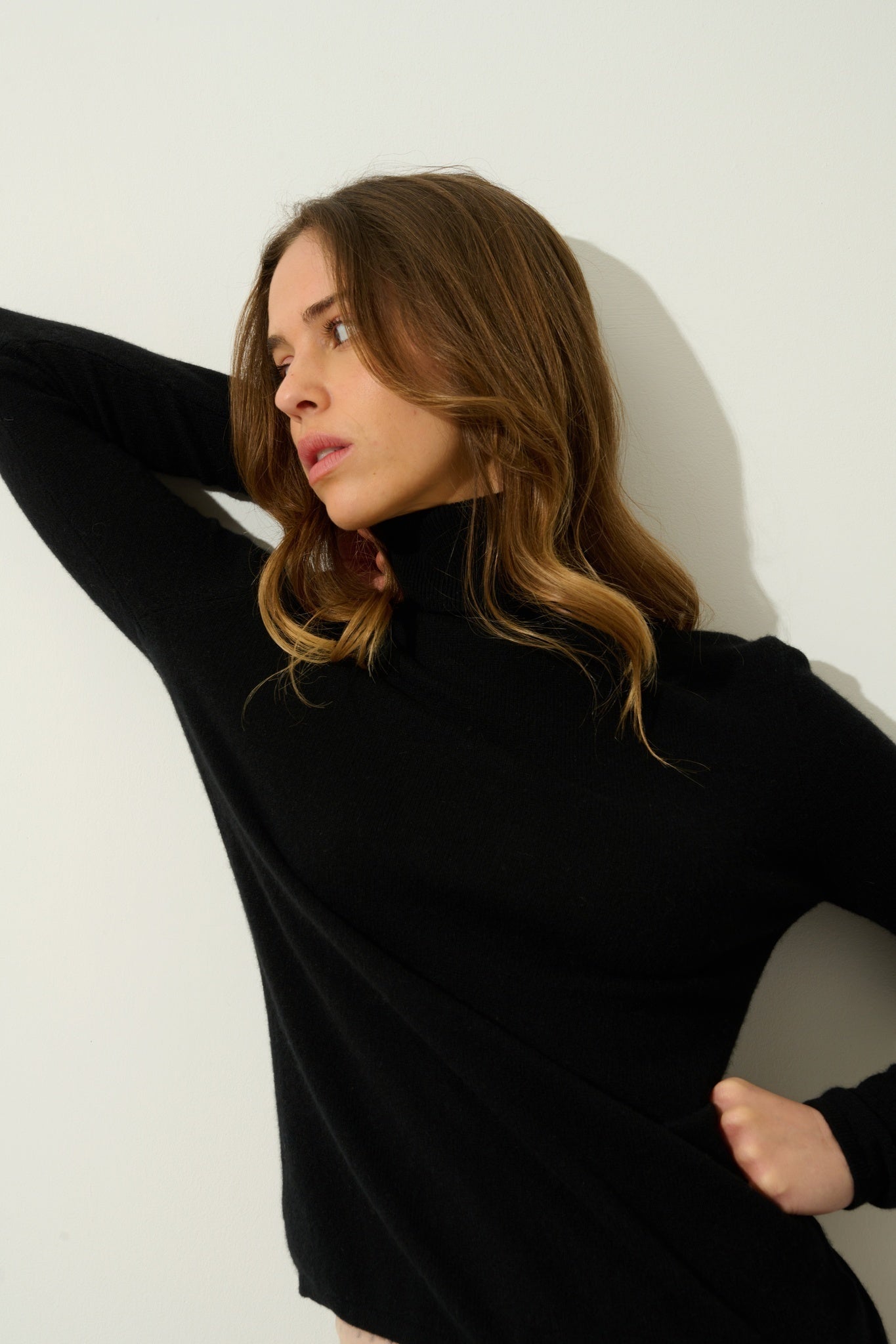 BISE Rollkragenpullover schwarz 100% Kaschmir