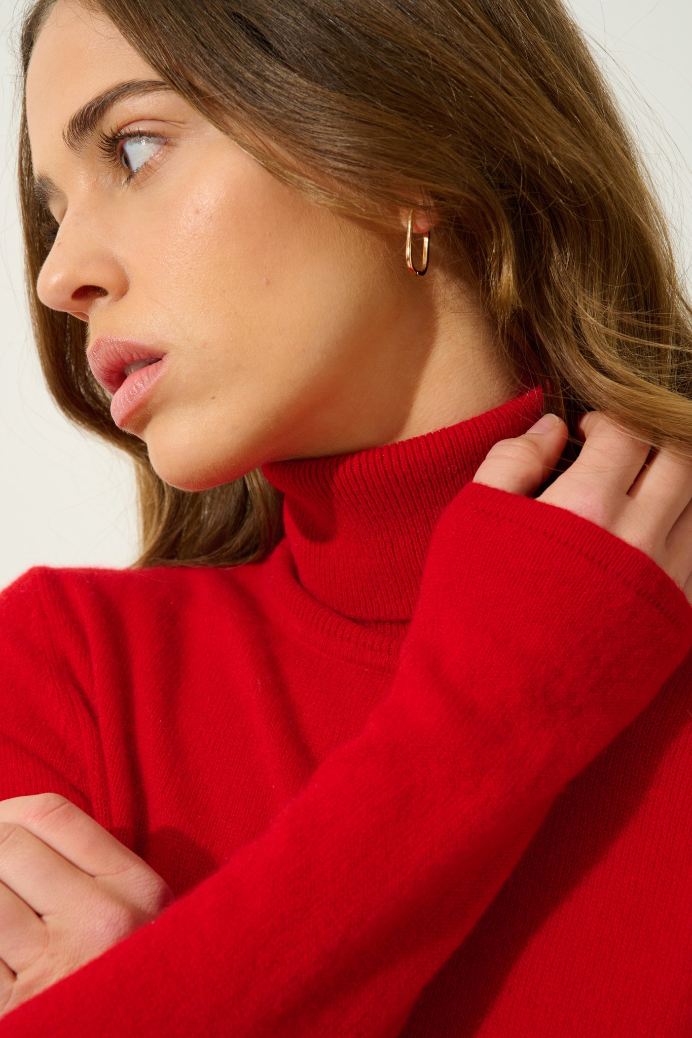 BISE pull col roulé rouge 100% cachemire