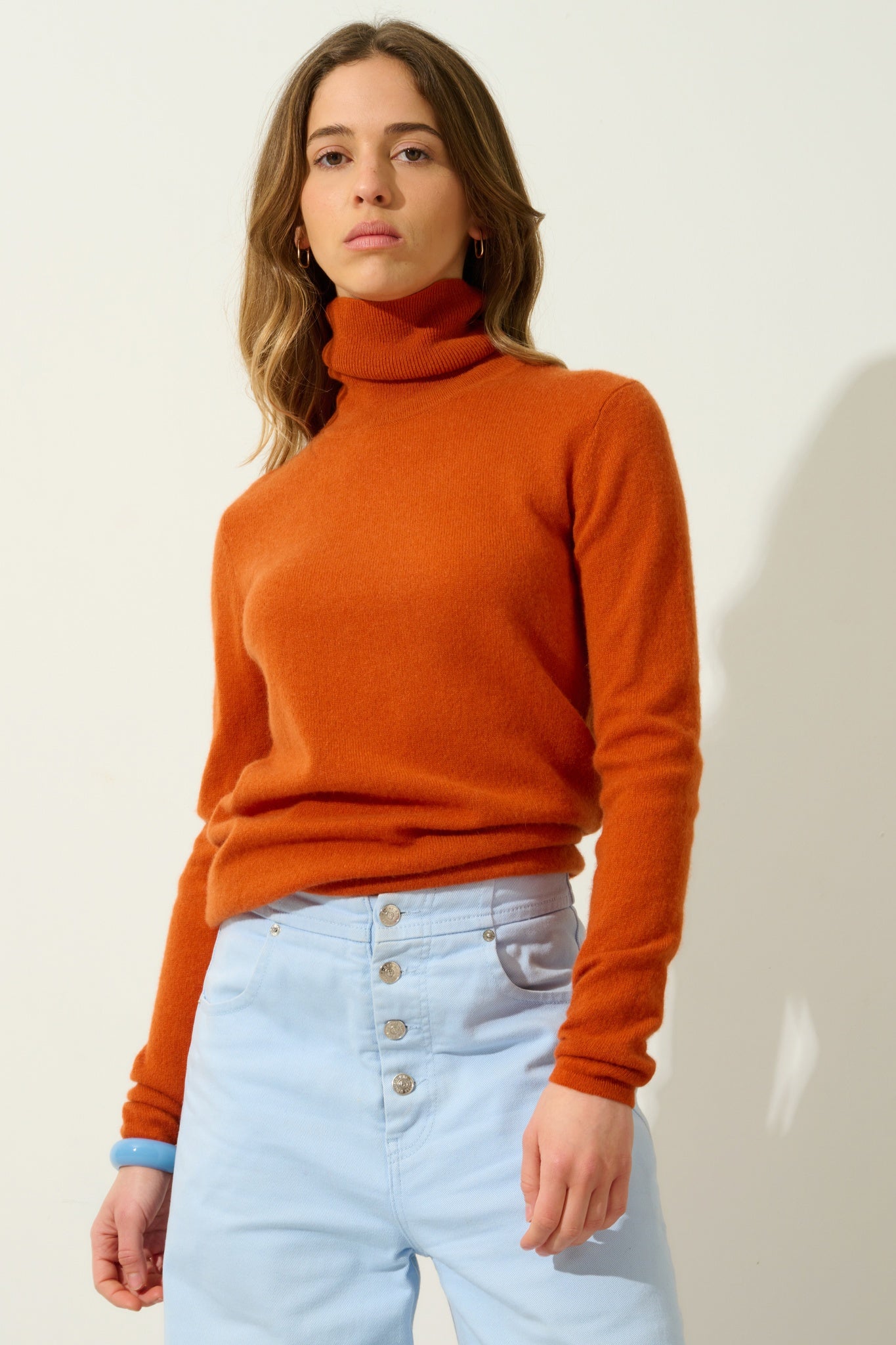 BISE saffron turtleneck sweater 100% cashmere