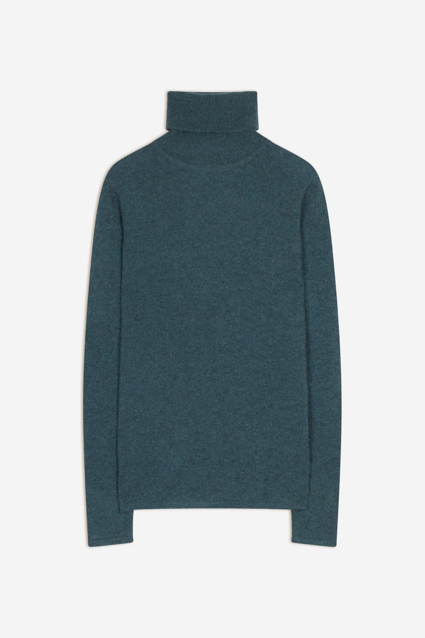 bise pull col roulé vert canard chiné 100% cachemire