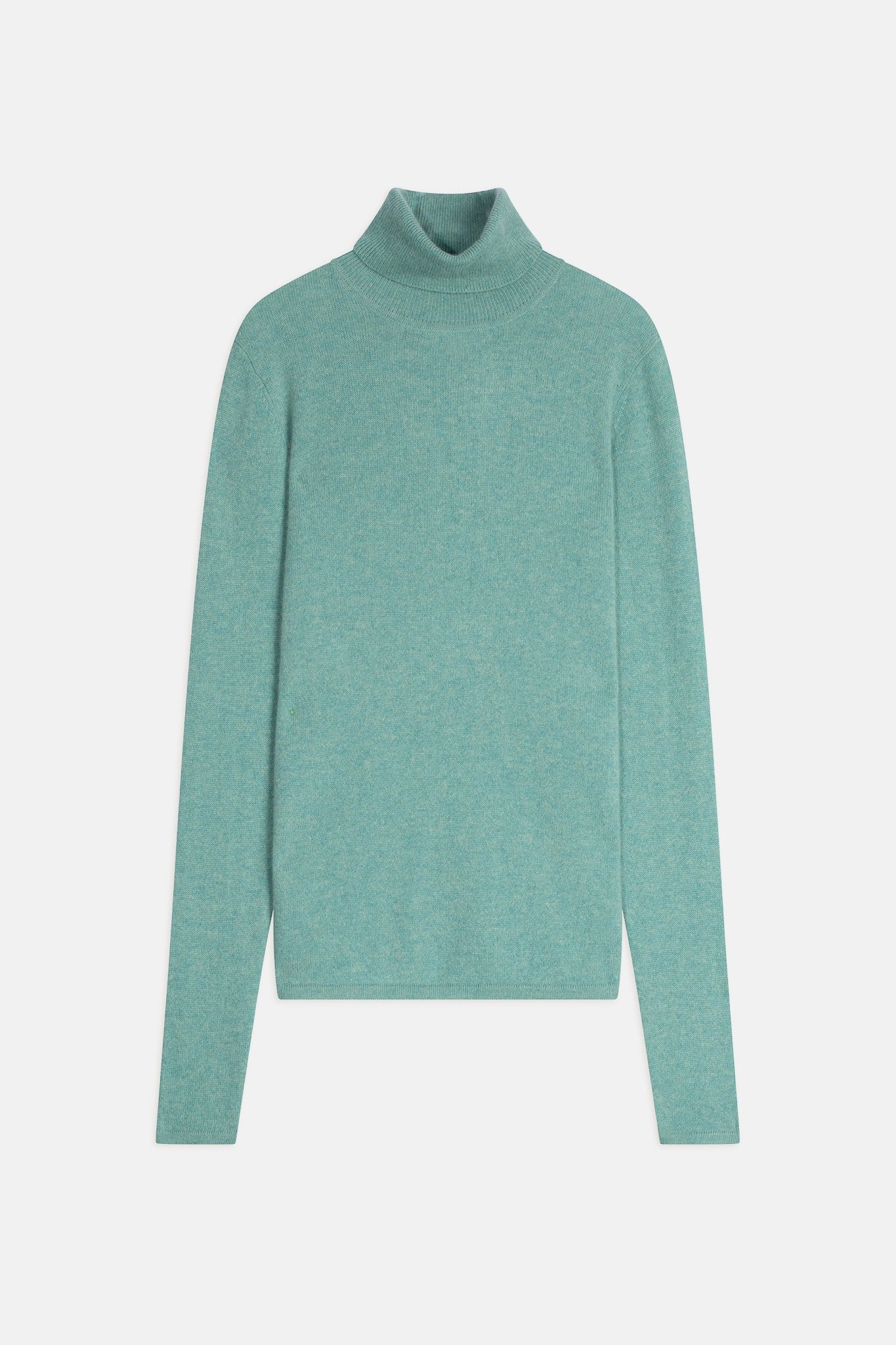 bise pull col roulé vert chiné 100% cachemire