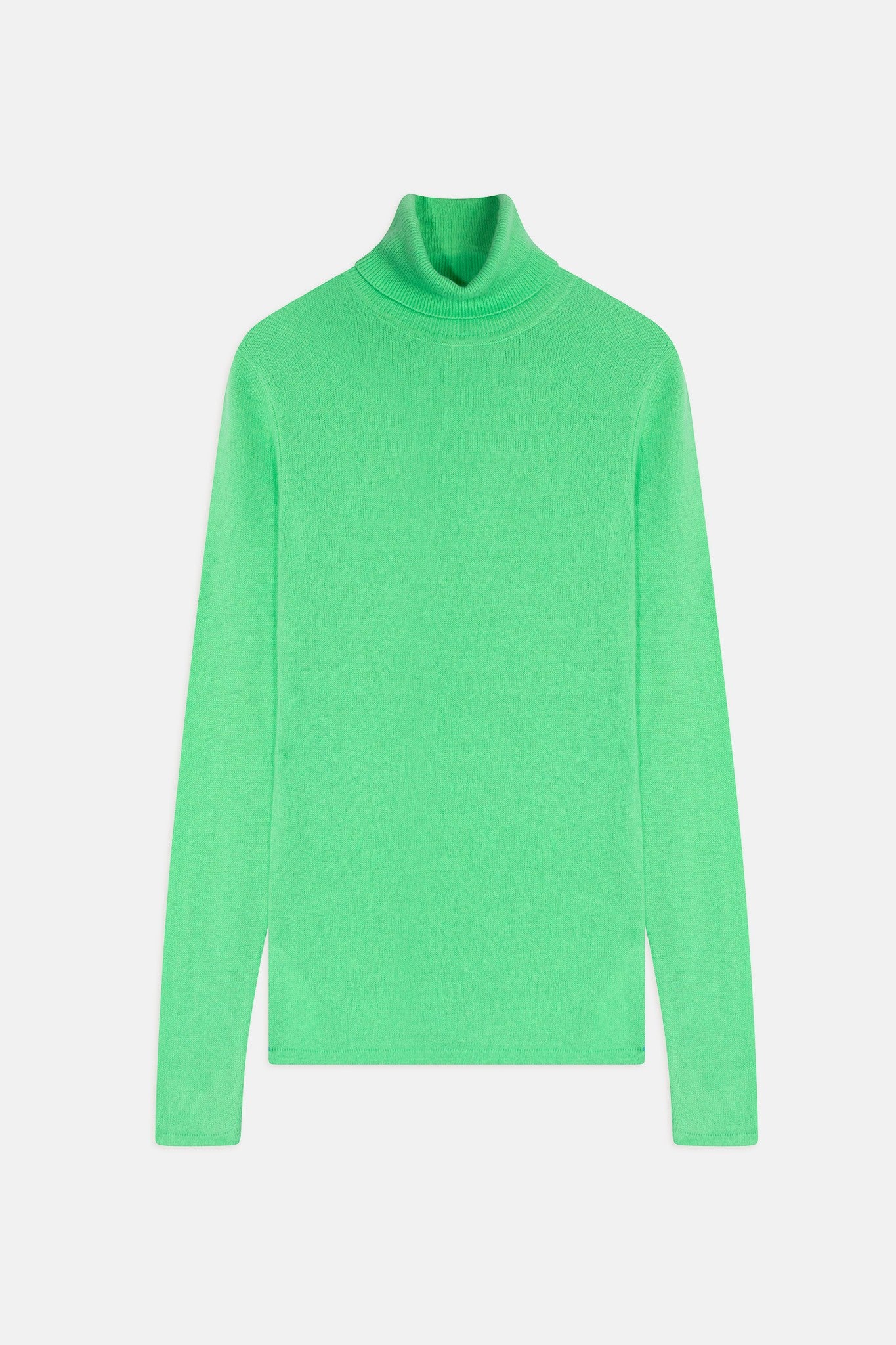 bise pull col roulé vert fluo 100% cachemire