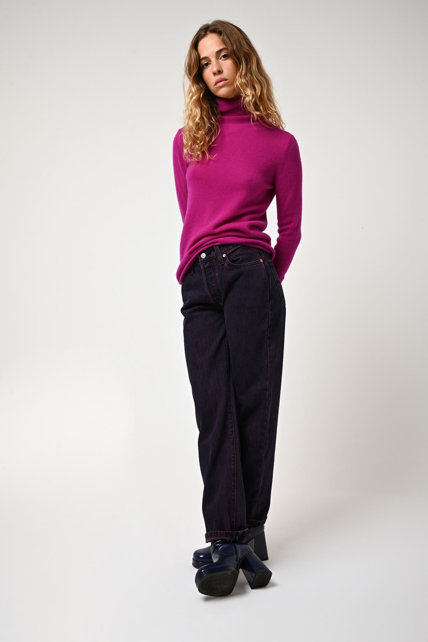 BISE purple turtleneck sweater 100% cashmere