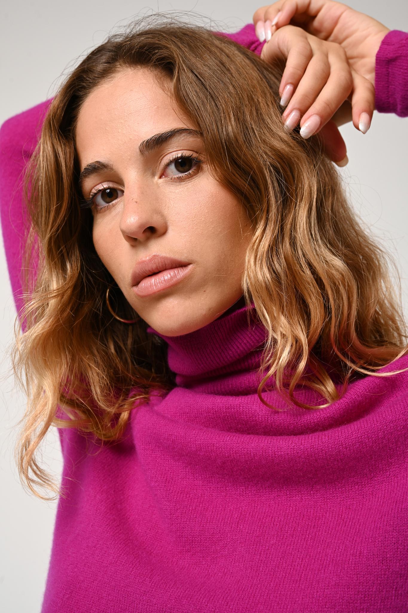 BISE Rollkragenpullover violett 100% Kaschmir