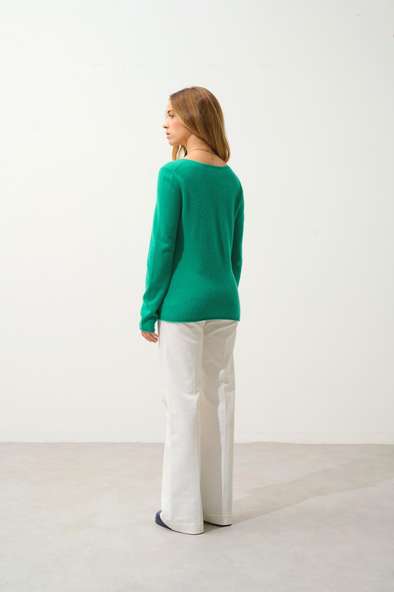 BODMIN pull col tunisien menthe 100% cachemire