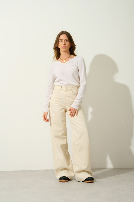 bodmin pull col tunisien neige 100% cachemire