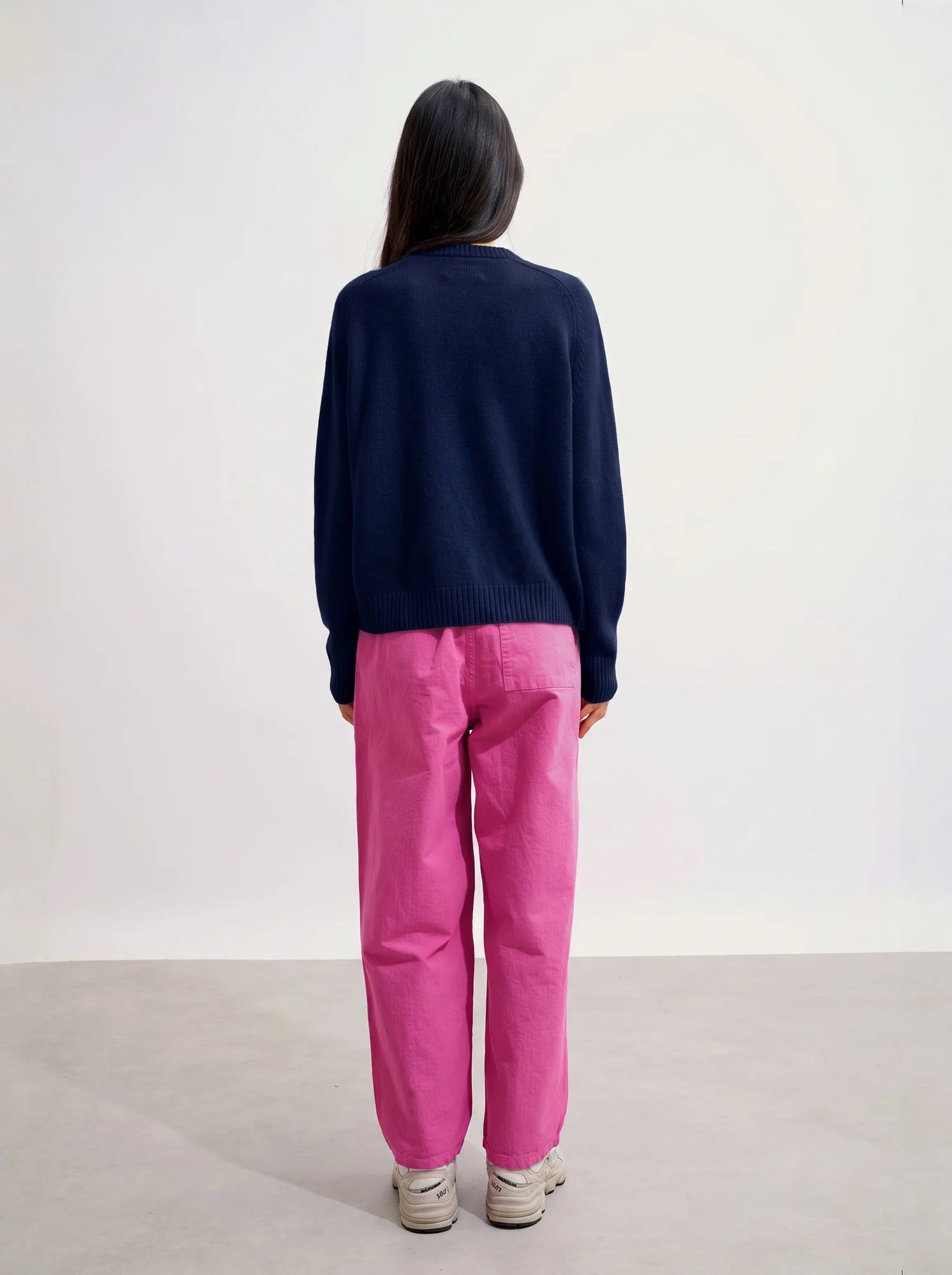 LORENA Pull Col Rond 4 Fils Bleu Marine