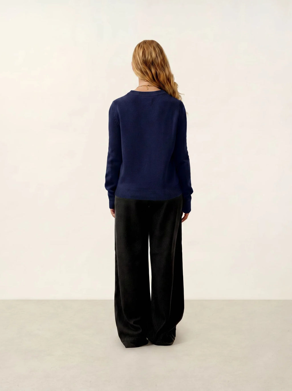 SYLOR Pull Col Rond 4 Fils Bleu Marine