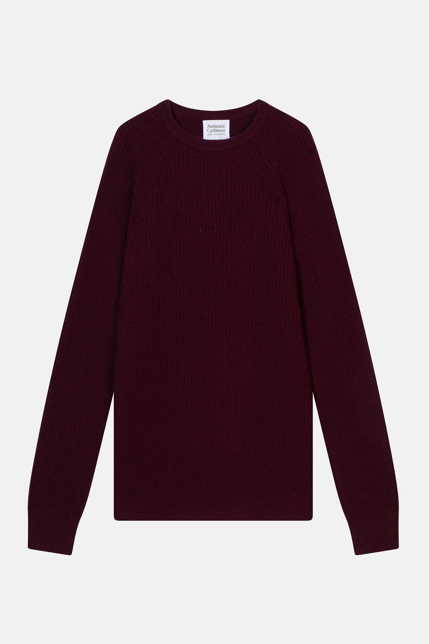 CABANES 4-thread mulberry round-neck sweater 100% cashmere