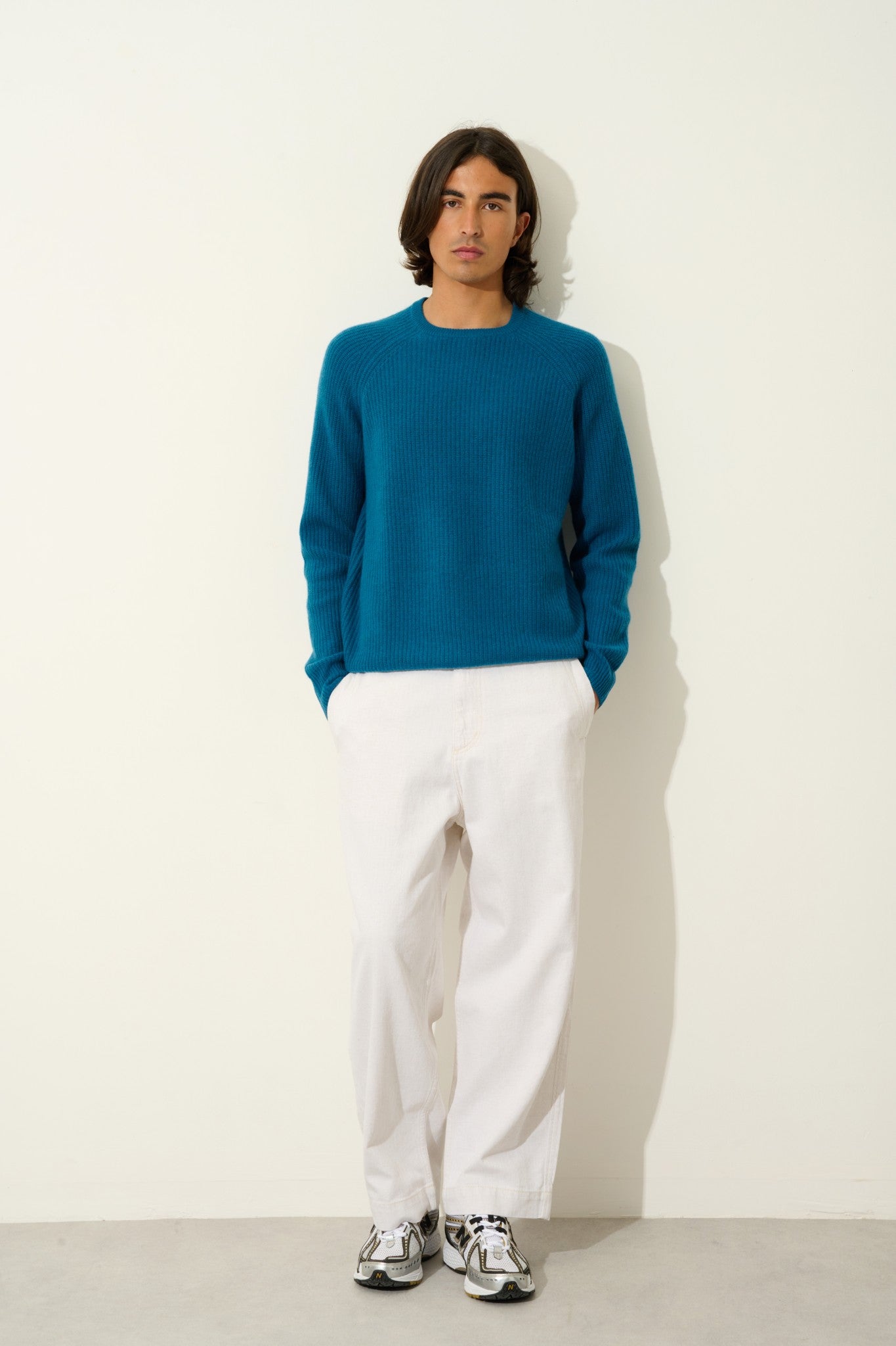 cabanes pull col rond 4 fils paon 100% cachemire