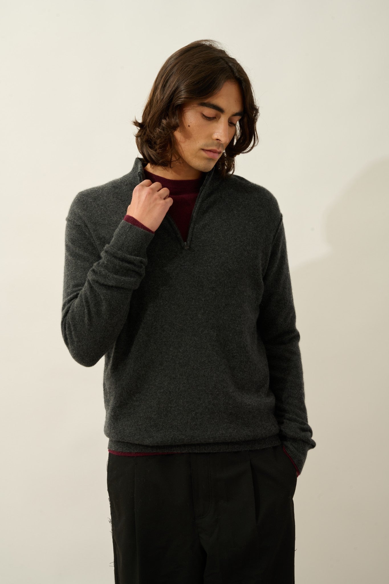 candice pull camionneur carbone chiné 100% cachemire