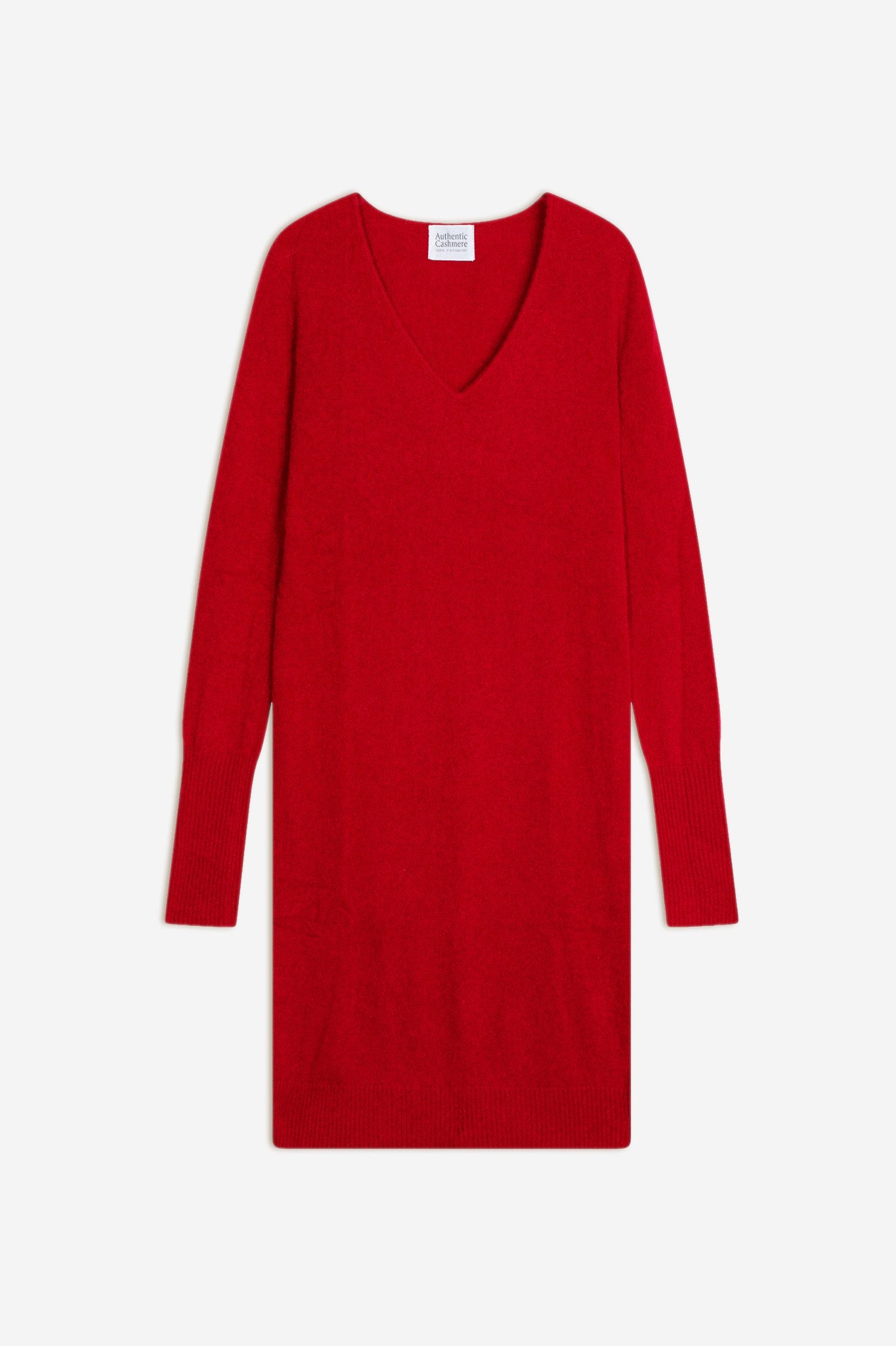 capelet robe col v rouge 100% cachemire