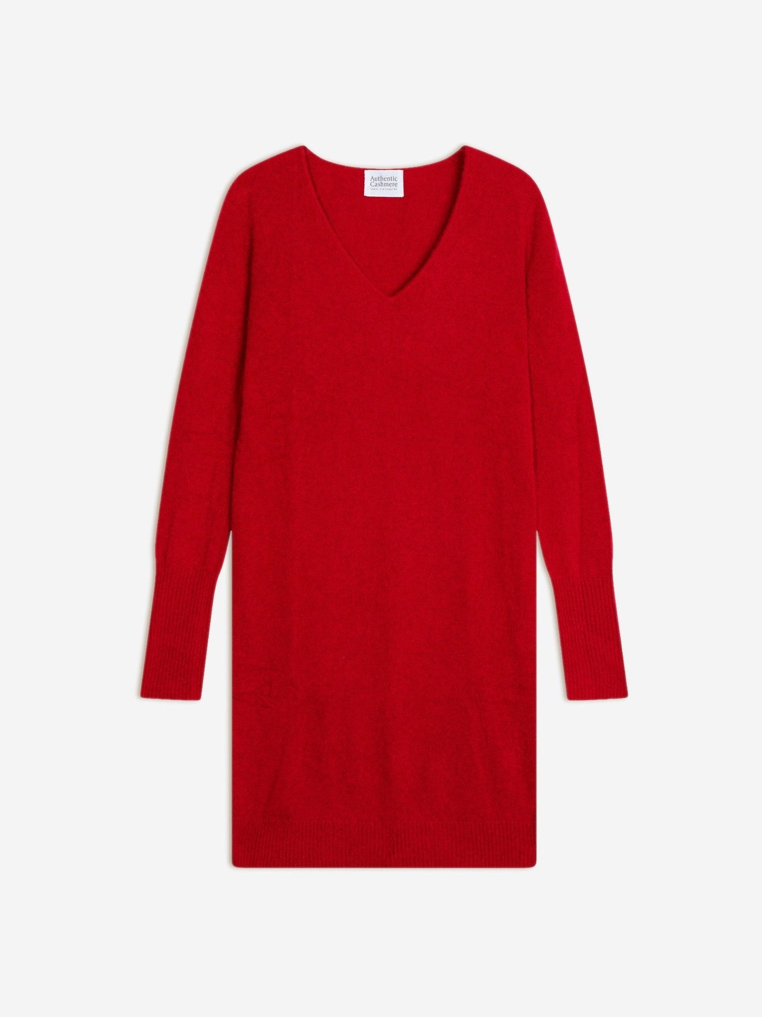 capelet robe col v rouge 100% cachemire